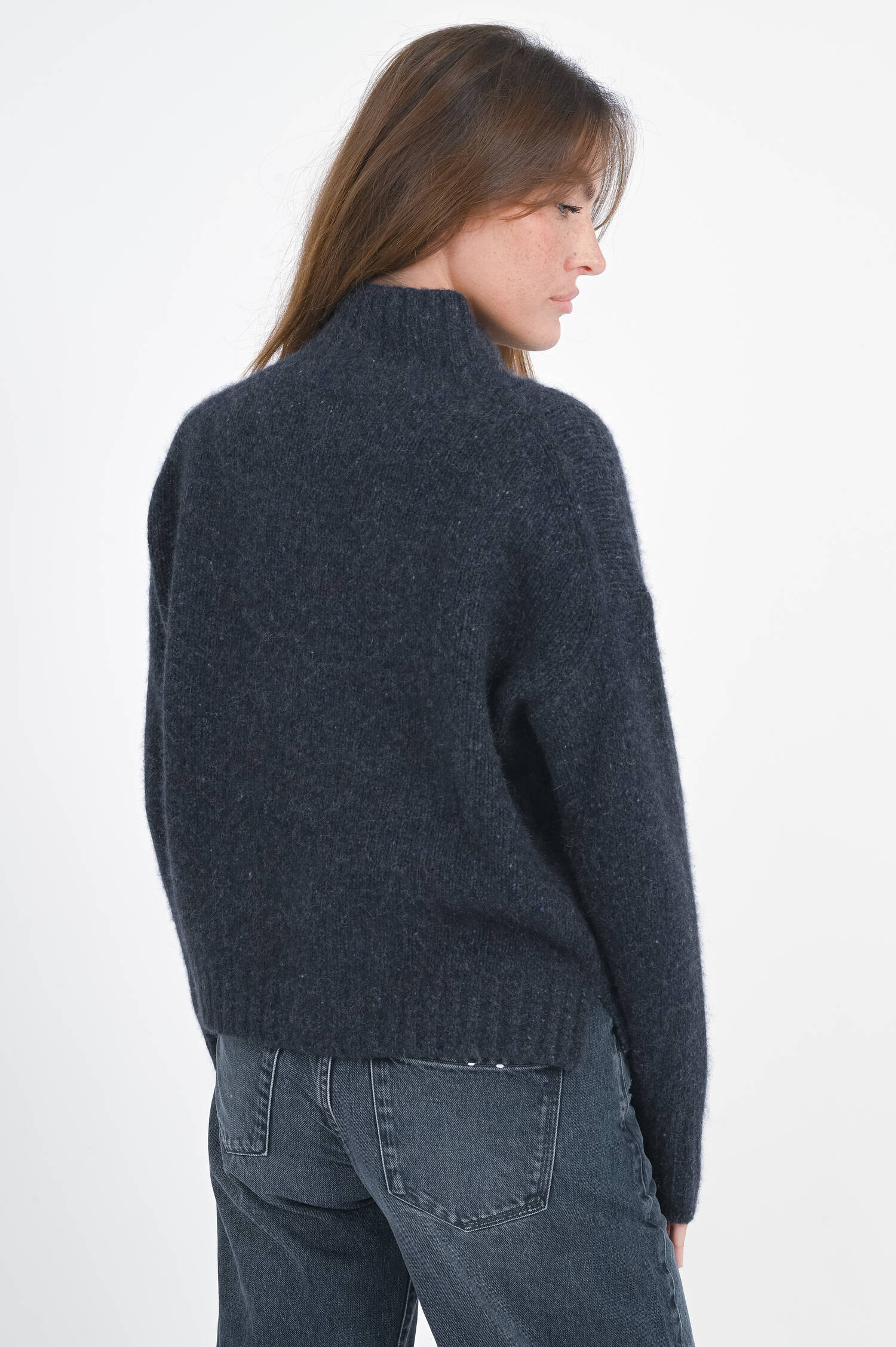 Cashmere-Pullover in Blau meliert