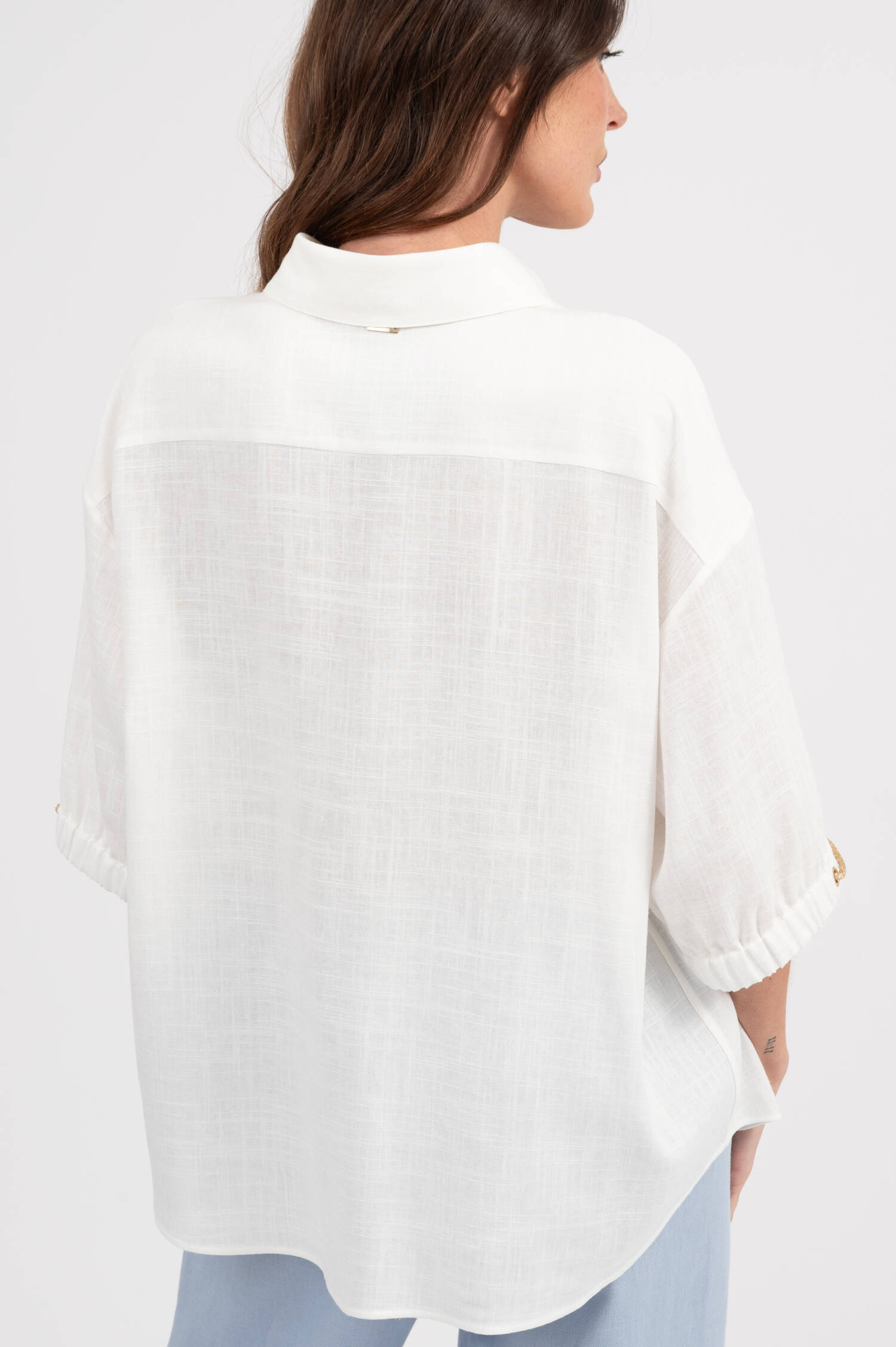 Leinenmix Bluse in Weiß