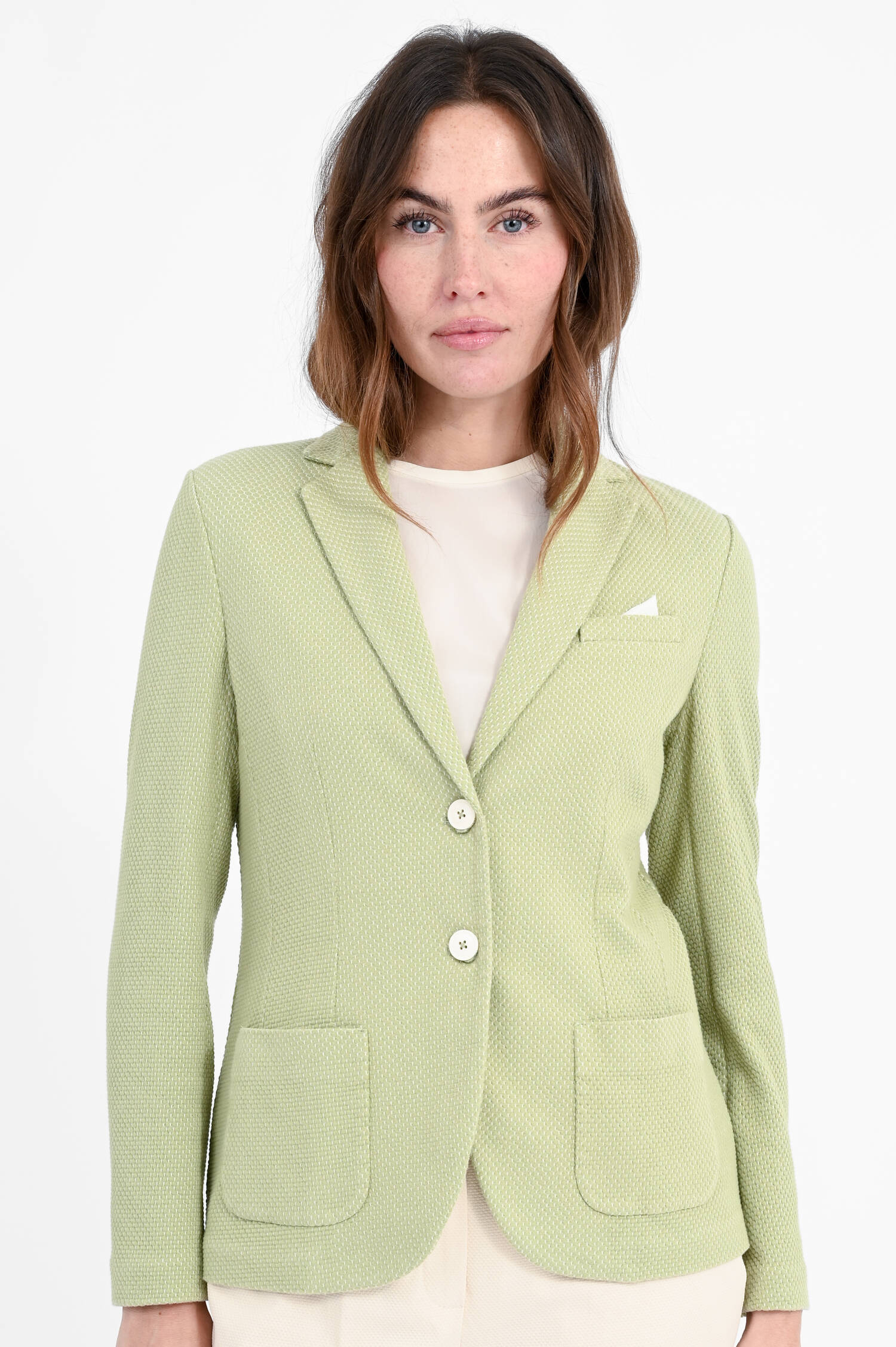 Einreihiger Oxford Blazer in Grün