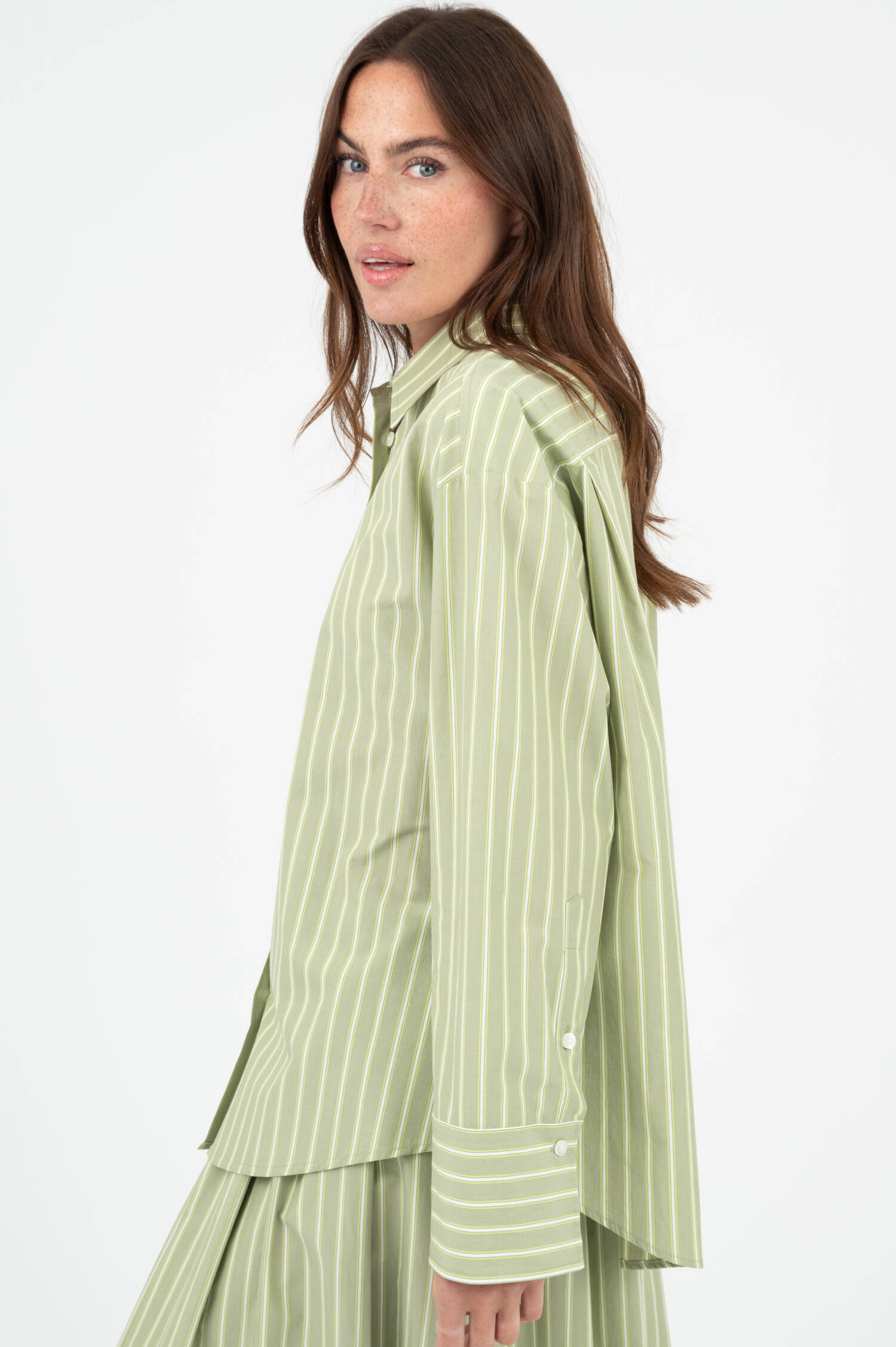 Gestreifte Bluse CAMICIA in Grün Gestreifte Bluse CAMICIA in Grün