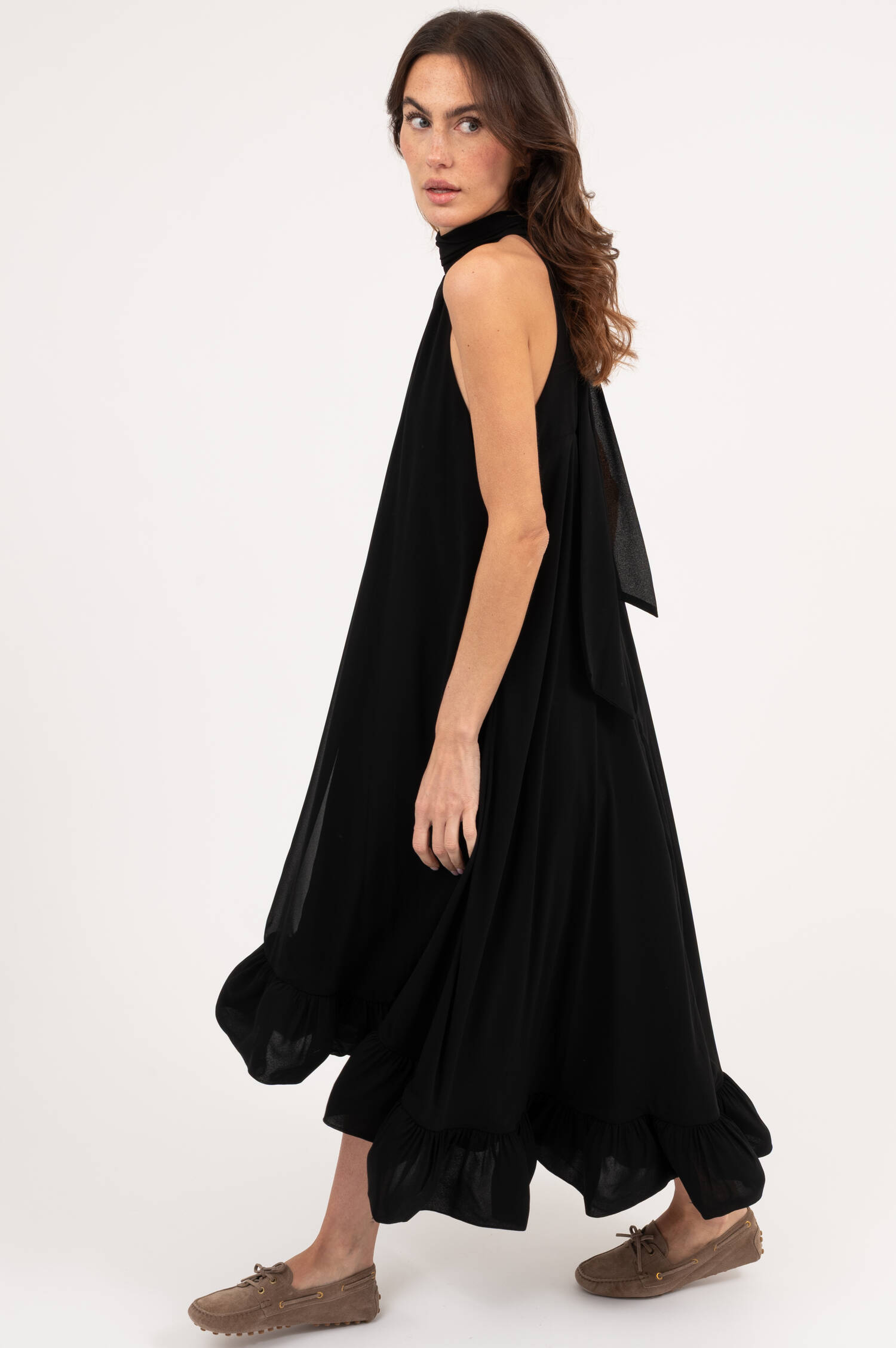 Volant Vokuhila Kleid SABRINA in Schwarz