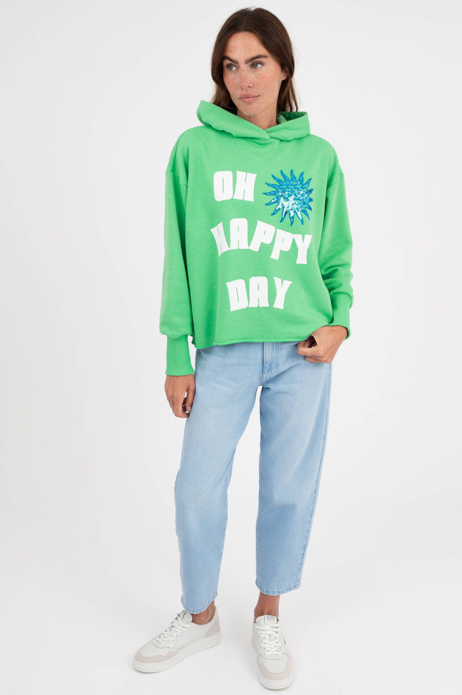 Hoodie OH HAPPY DAY in Grün