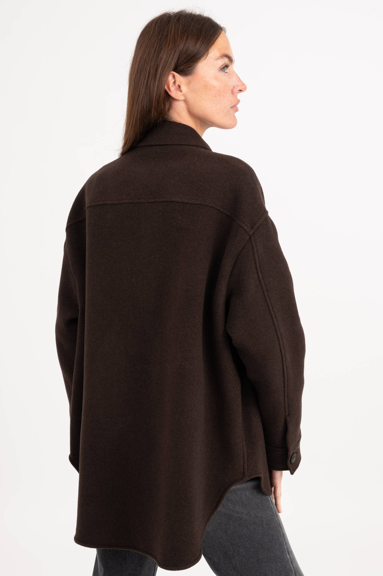 Hemdjacke aus Woll-Mix in Dunkelbraun Hemdjacke aus Woll-Mix in Dunkelbraun