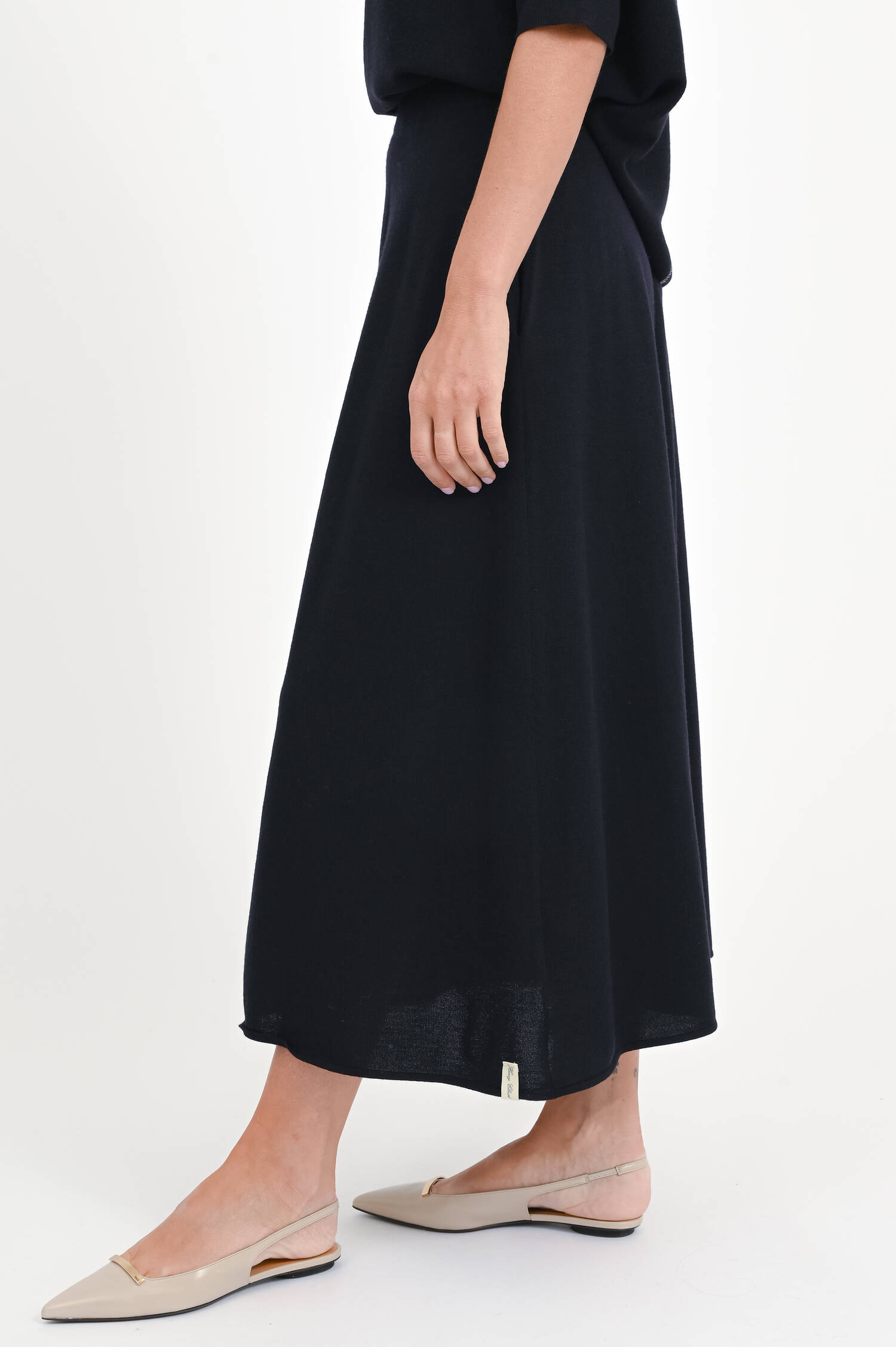 Midi-Rock aus Merinowolle in Navy