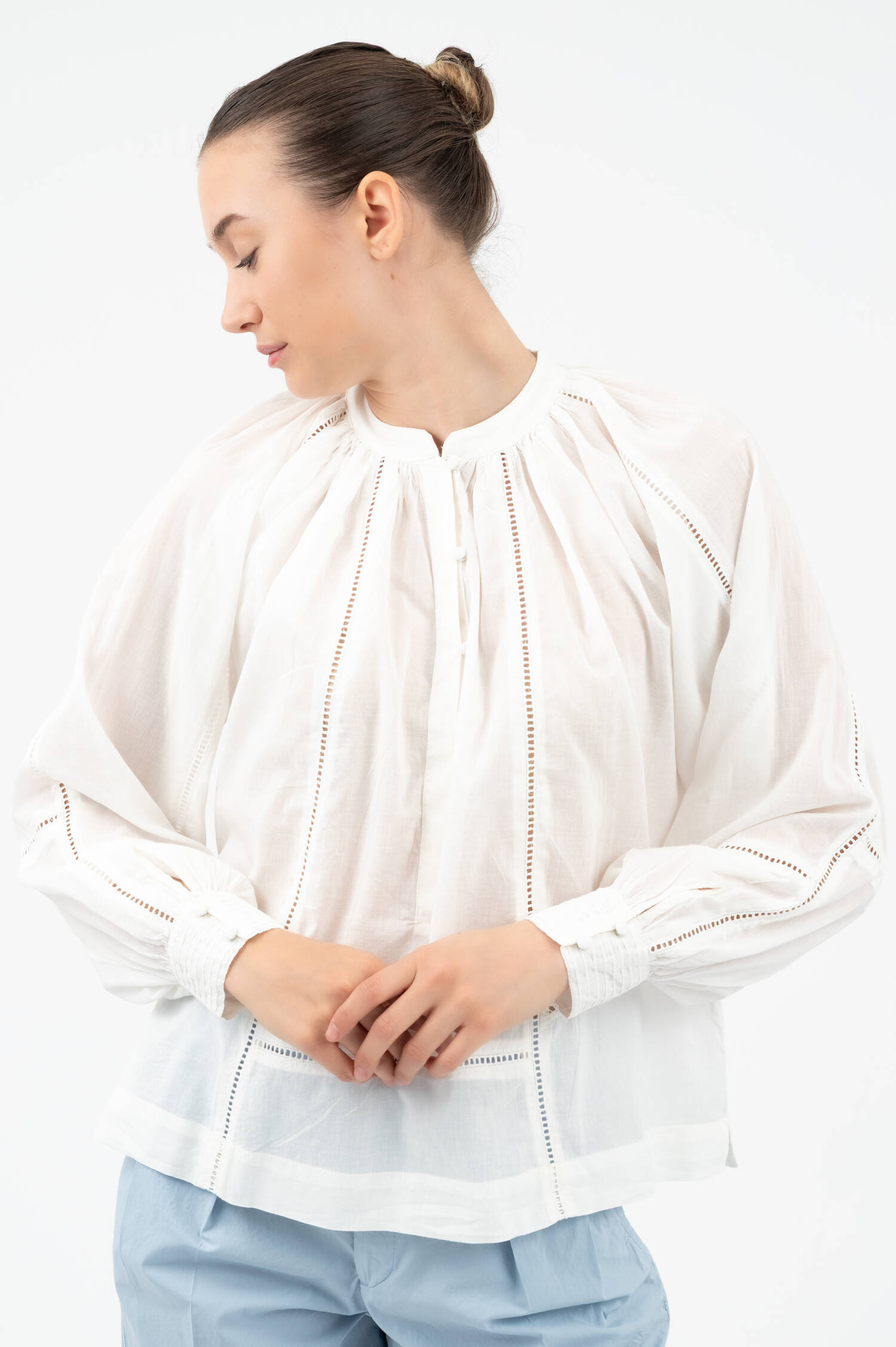 Bluse im Boho-Style in Weiß