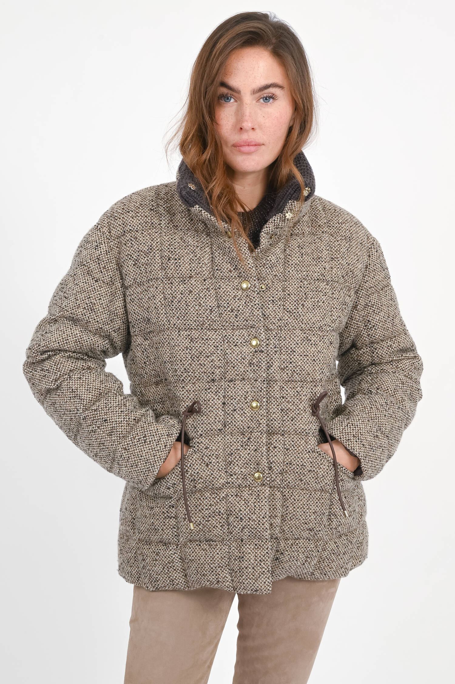 Woll-Daunenjacke ANTIGONY in Braun/Beige meliert Woll-Daunenjacke ANTIGONY in Braun/Beige meliert