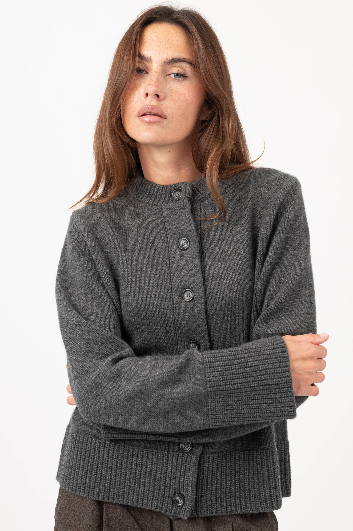 Woll-Cashmere-Cardigan DOROTHEA in Grau meliert Woll-Cashmere-Cardigan DOROTHEA in Grau meliert