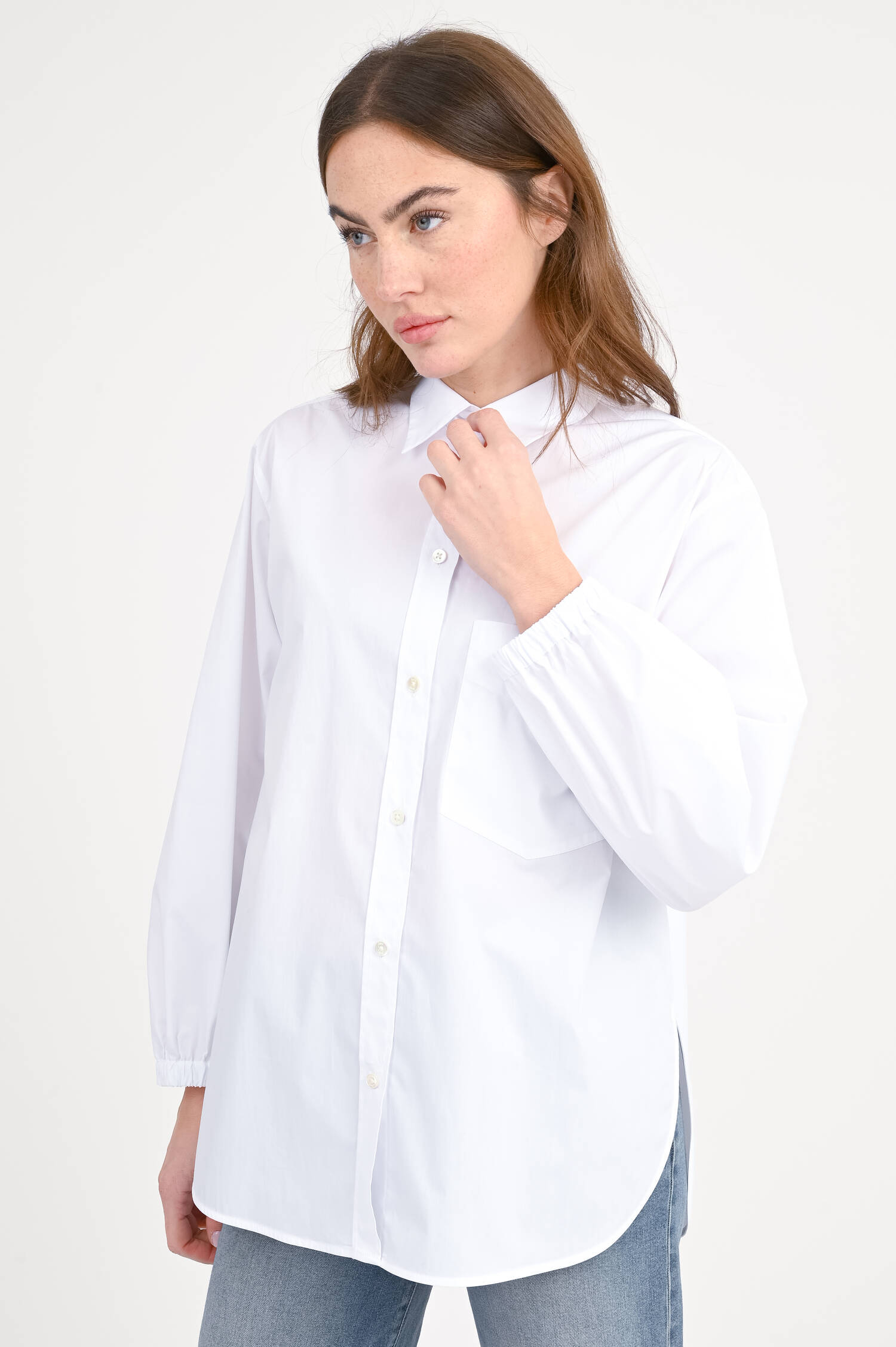 Oversize Bluse mit Logo Detail in Weiß