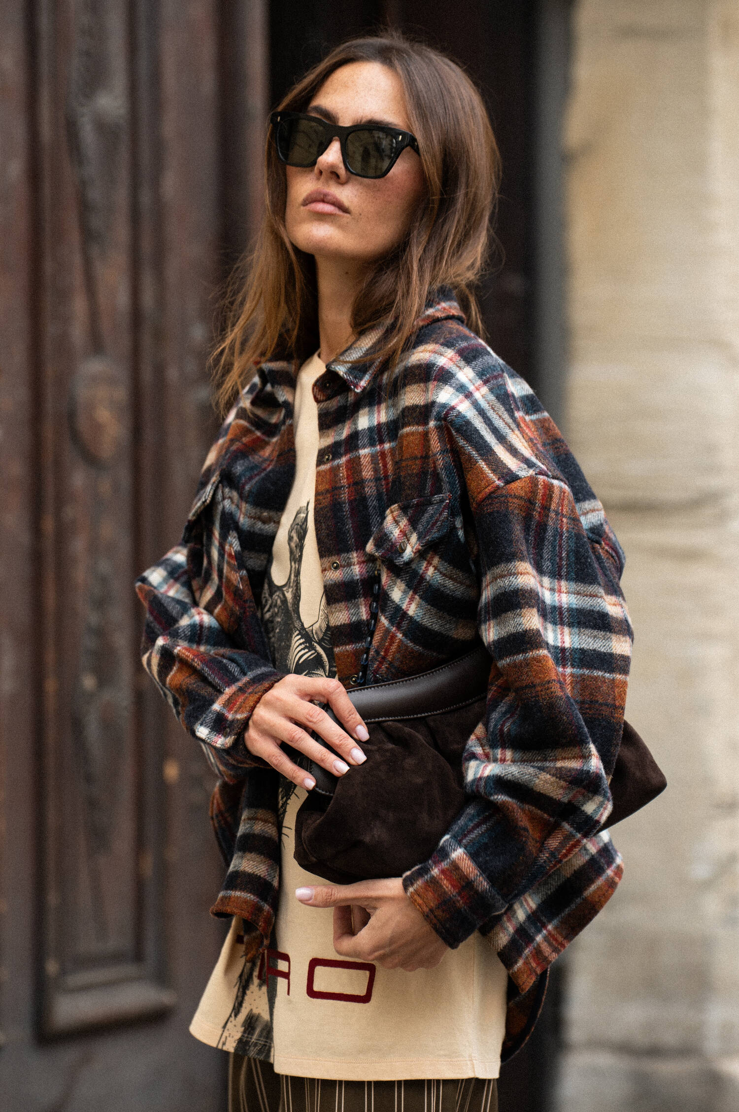 Veloursleder-Pouch NAYARA in Braun