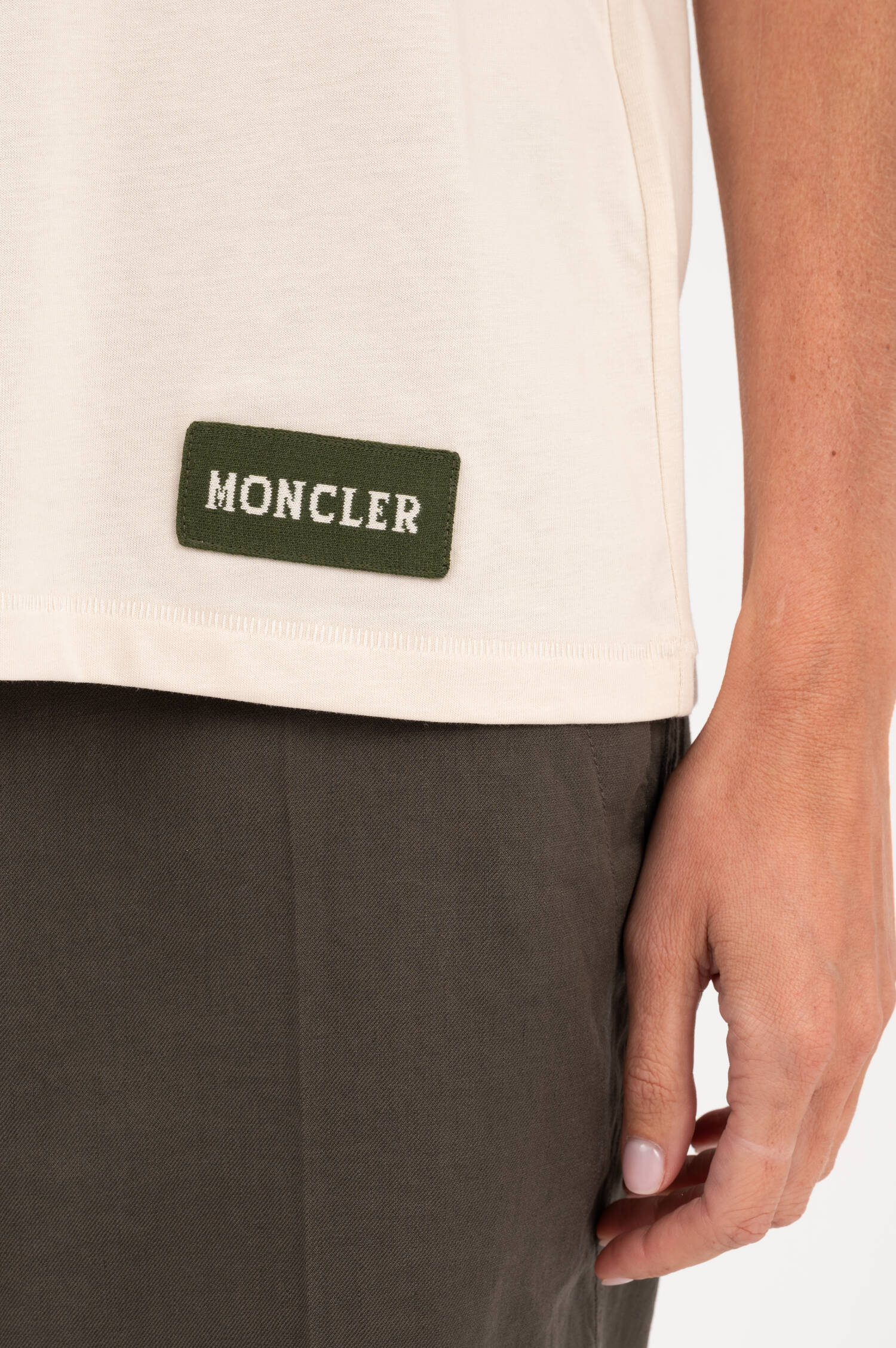 T-Shirt mit Strick-Detail in Creme