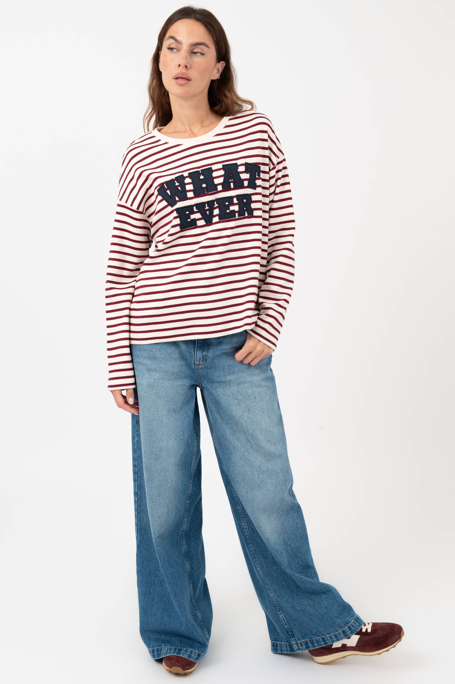 Ringel Shirt WHATEVER in Burgundy/Off-White