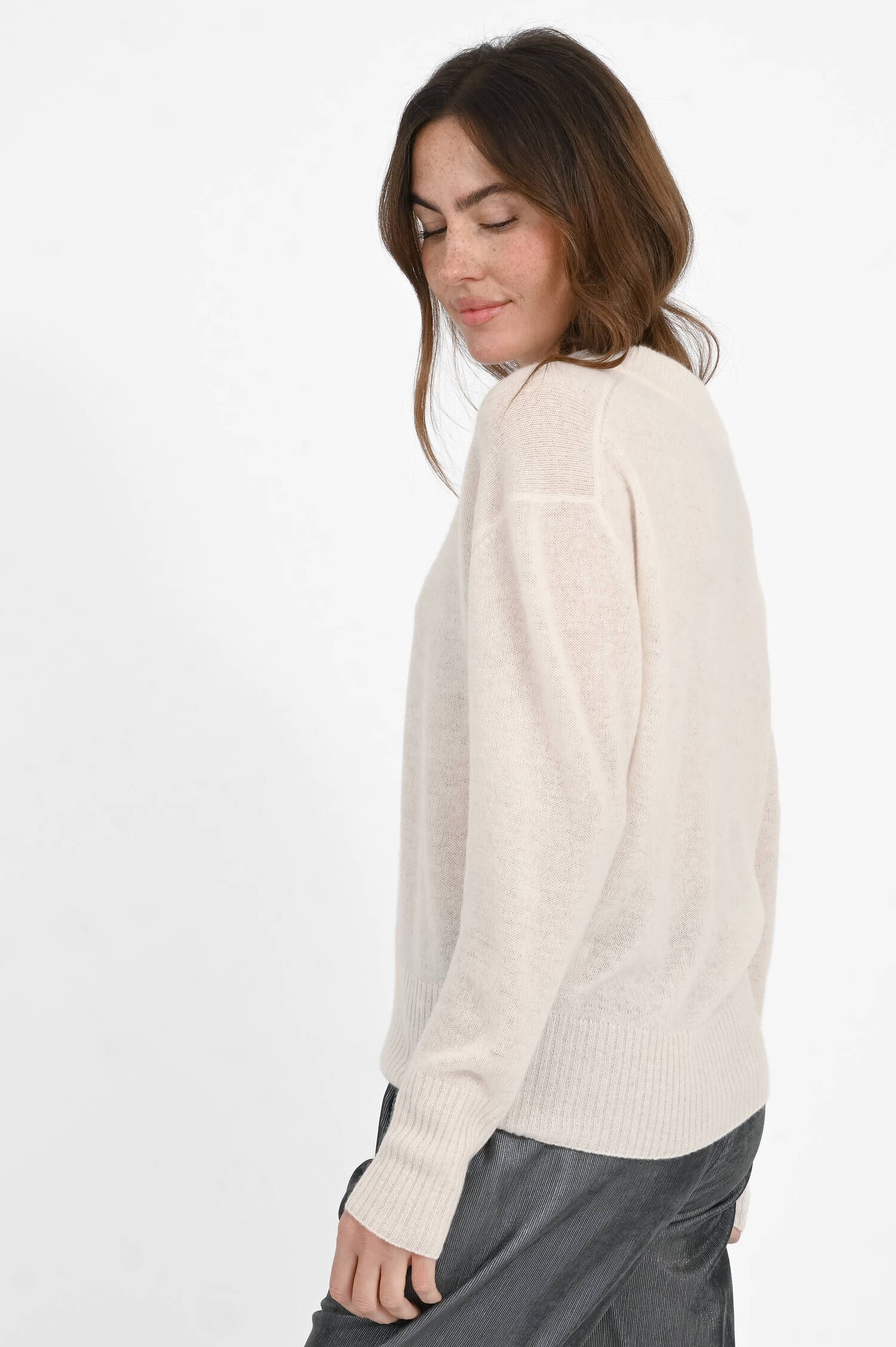 Strickpullover aus reinem Cashmere in Creme