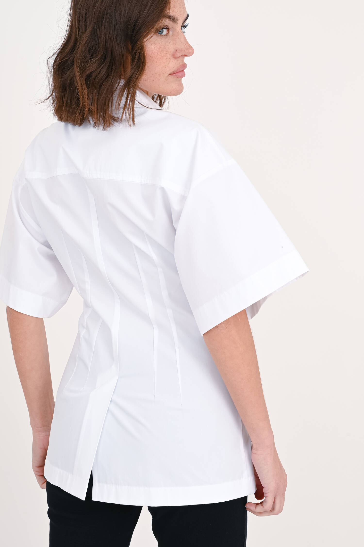 Bluse CURVE mit weitem Arm in Weiß