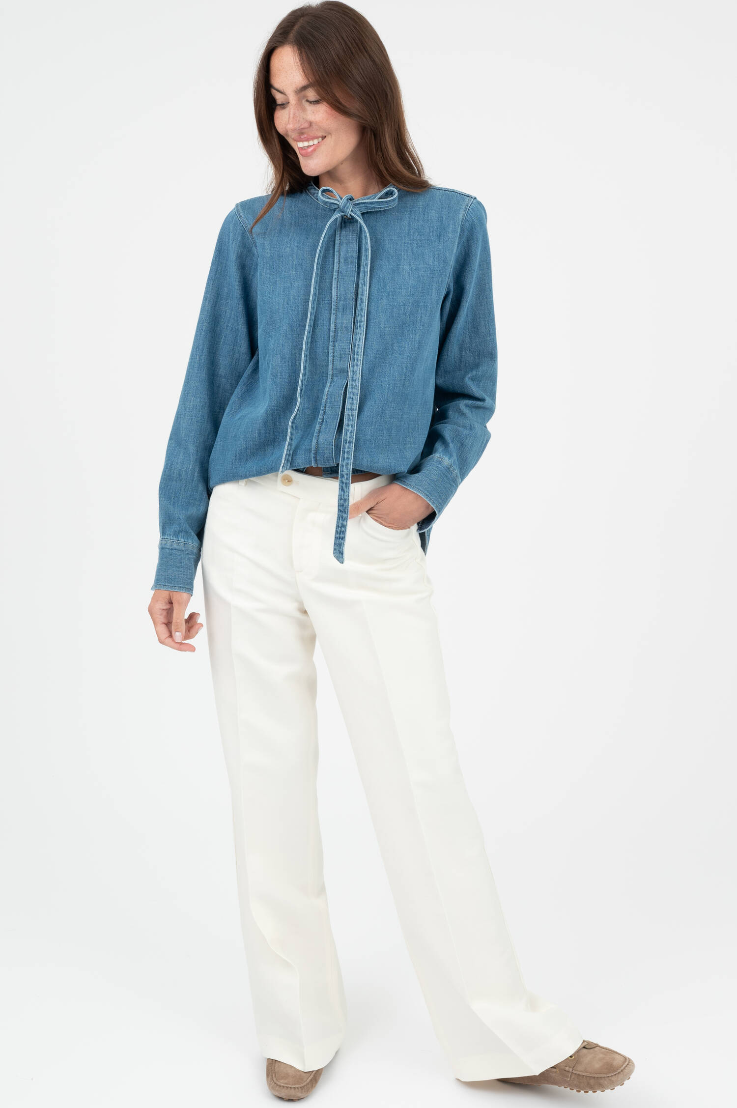 Denimbluse in Mittelblau