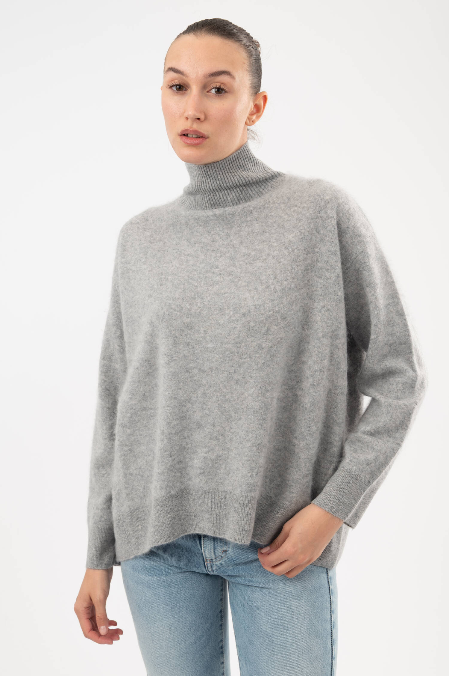 Turtle-Neck Woll-Pullover DANZA in Grau Turtle-Neck Woll-Pullover DANZA in Grau