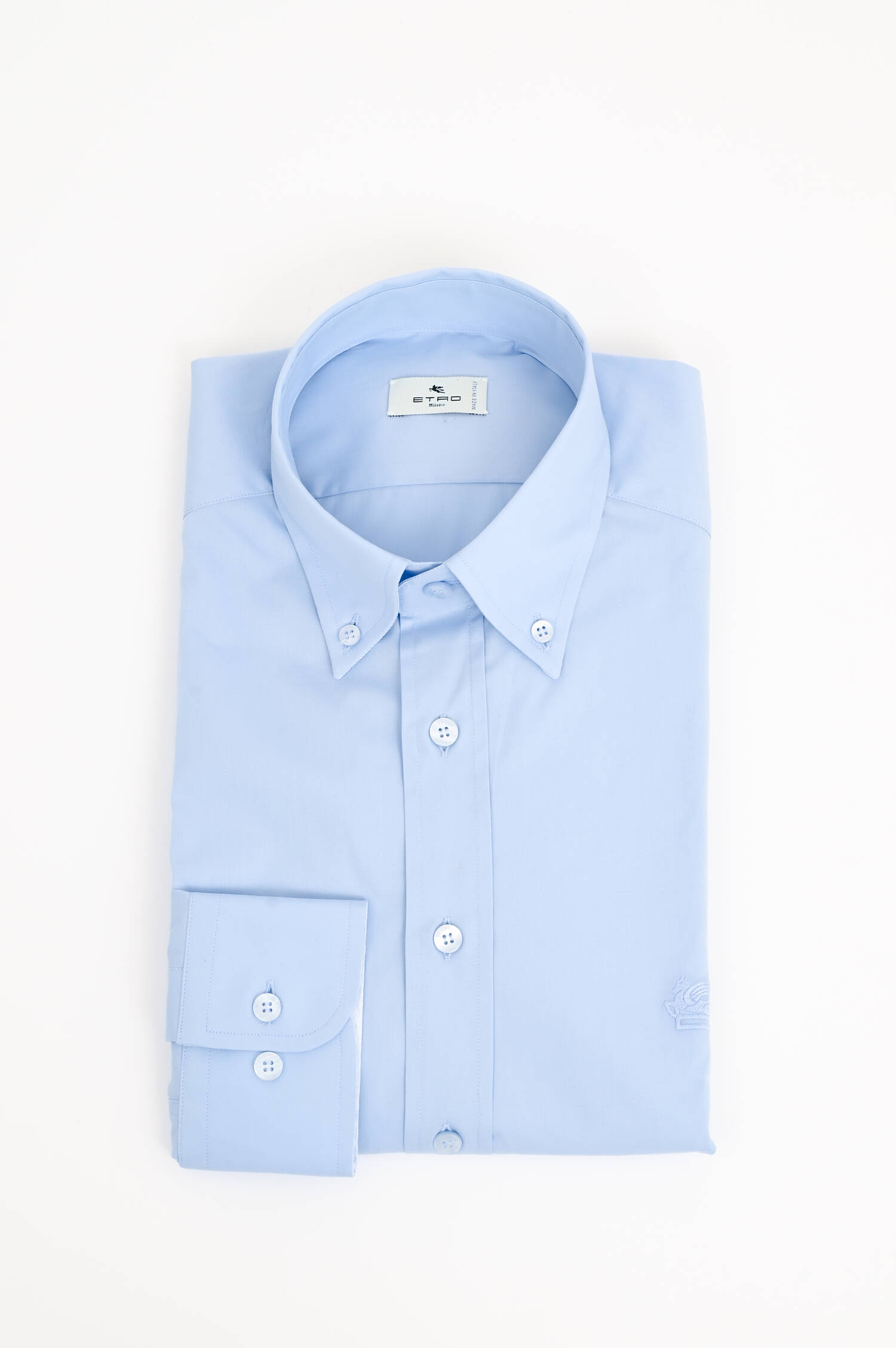 Baumwollhemd mit gesticktem Pegasus in Hellblau