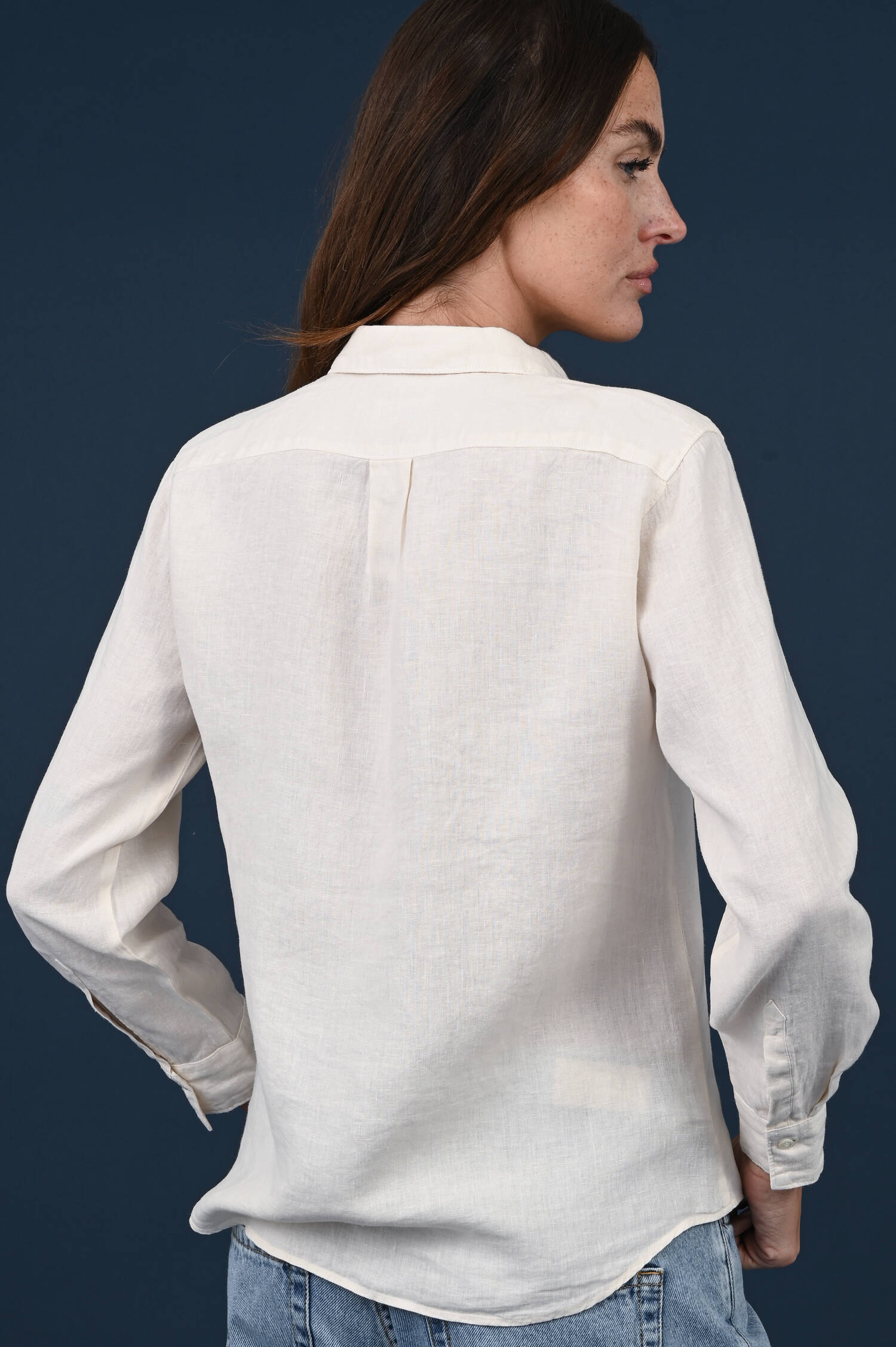 Leinenbluse in Shellbeige