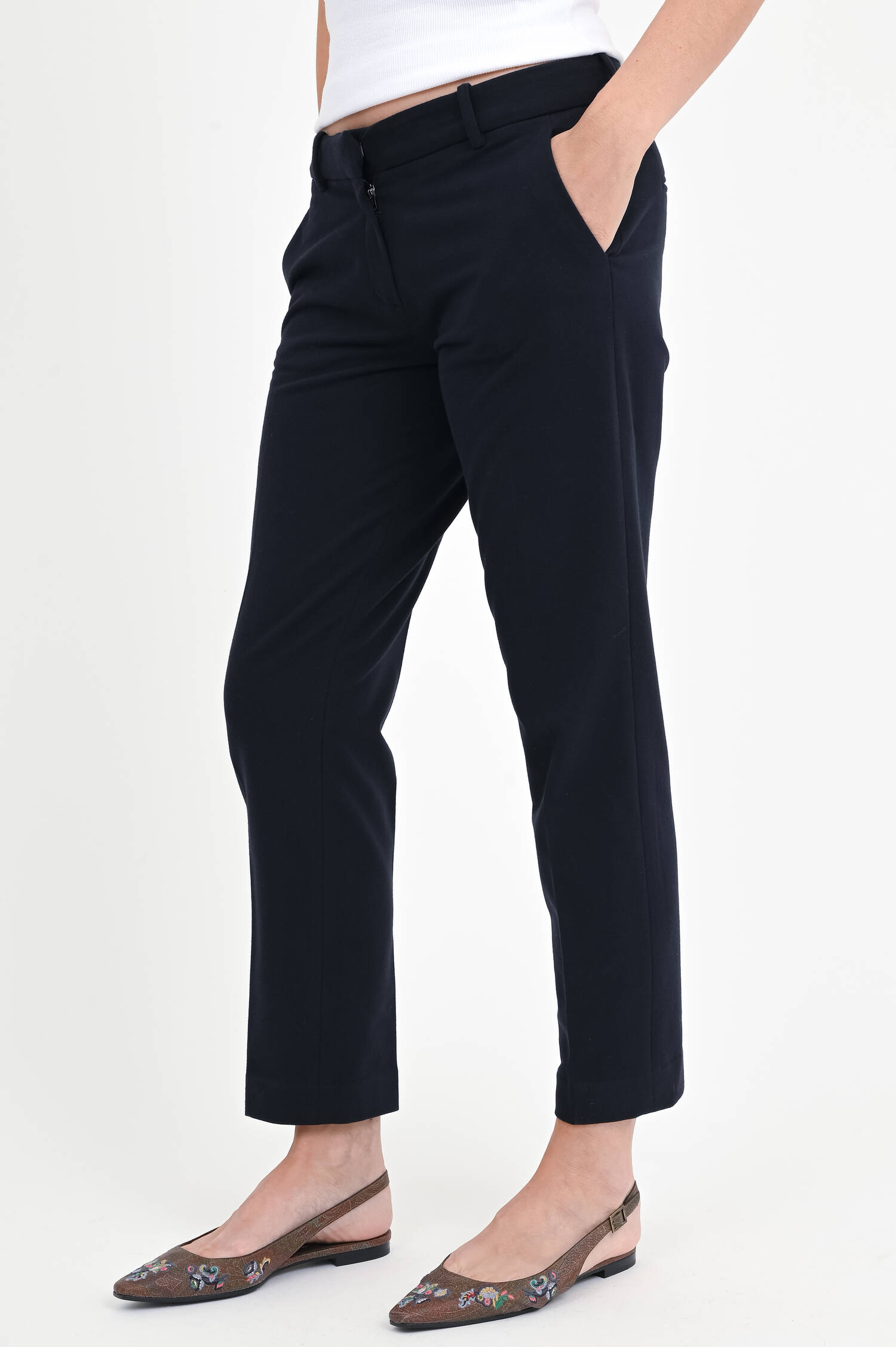 Schmale Hose aus Baumwoll-Mix in Navy