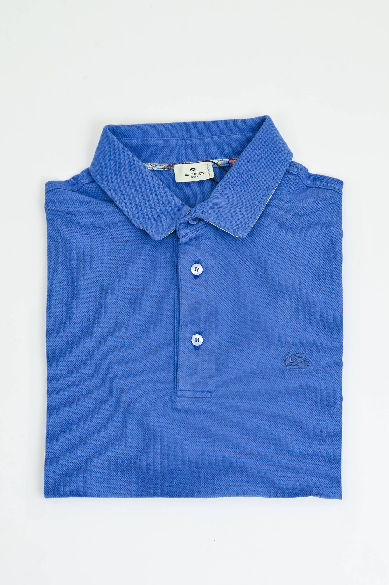 Polo-Shirt mit gemustertem Kragen in Blaulila