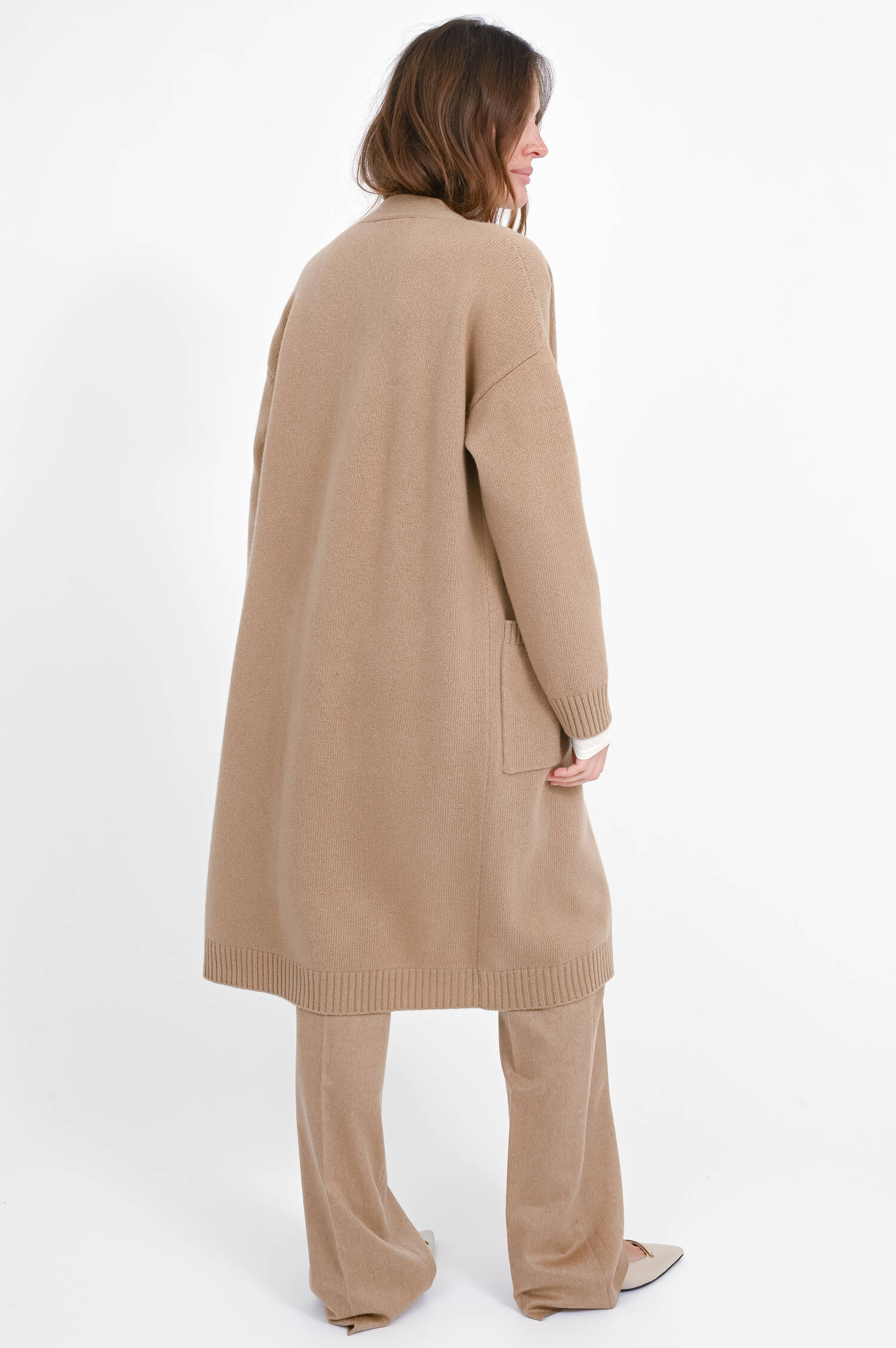 Midi-Woll-Strickjacke GODEZIA in Cammello 