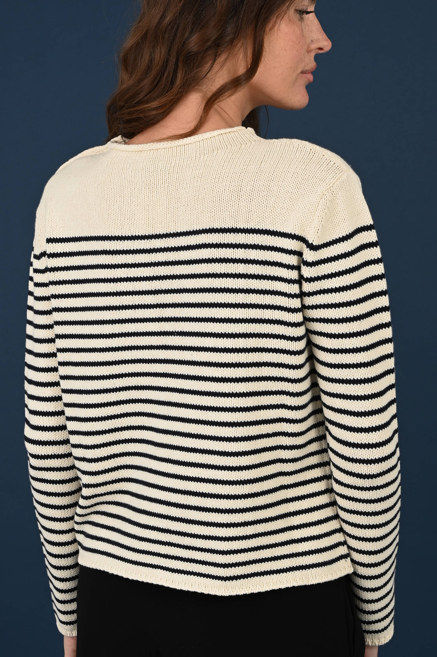 Pullover QUADRO in Blau/Beige gestreift