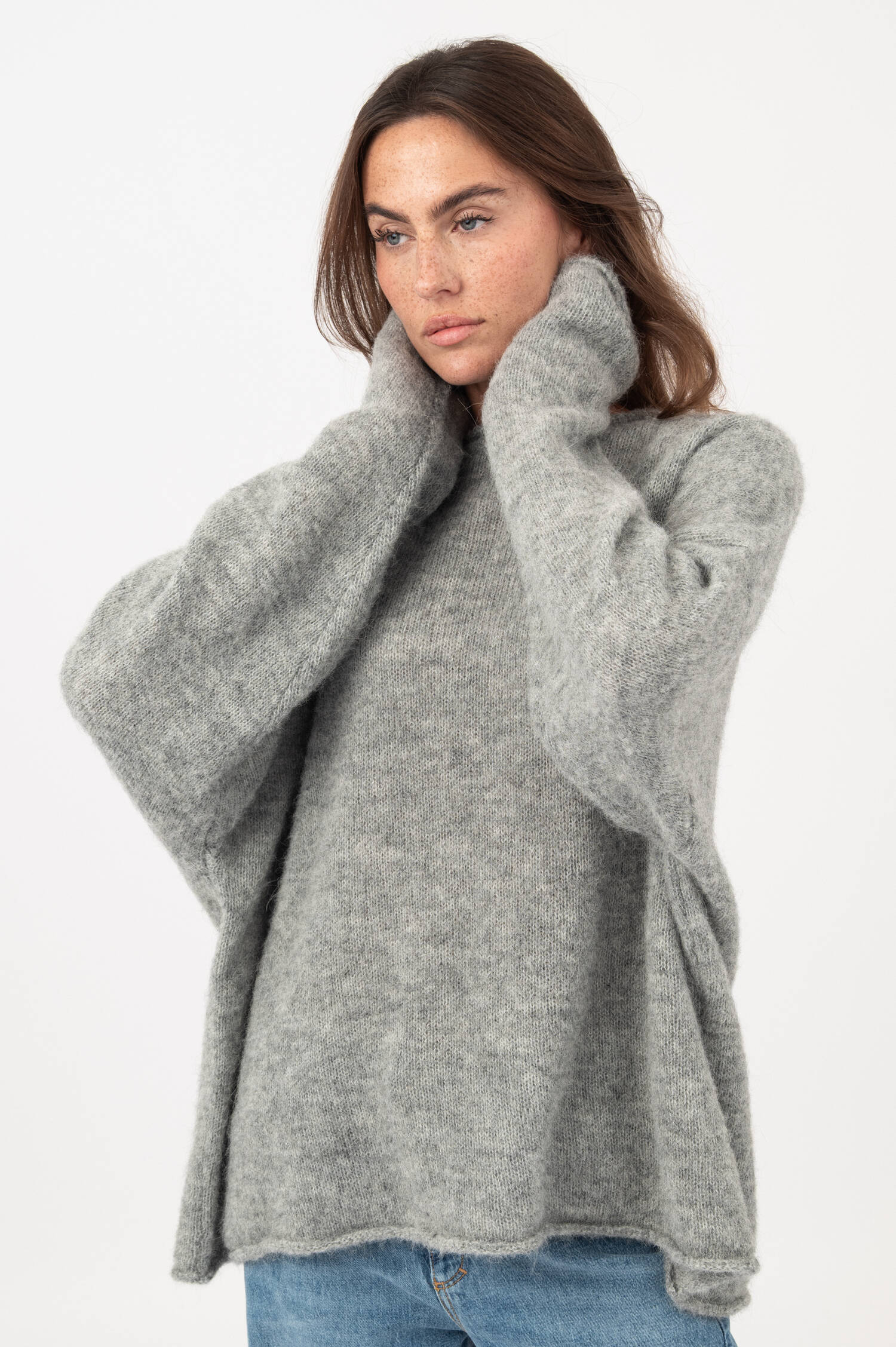 Alpaka-Mix-Pullover HELENA in Grau meliert Alpaka-Mix-Pullover HELENA in Grau meliert