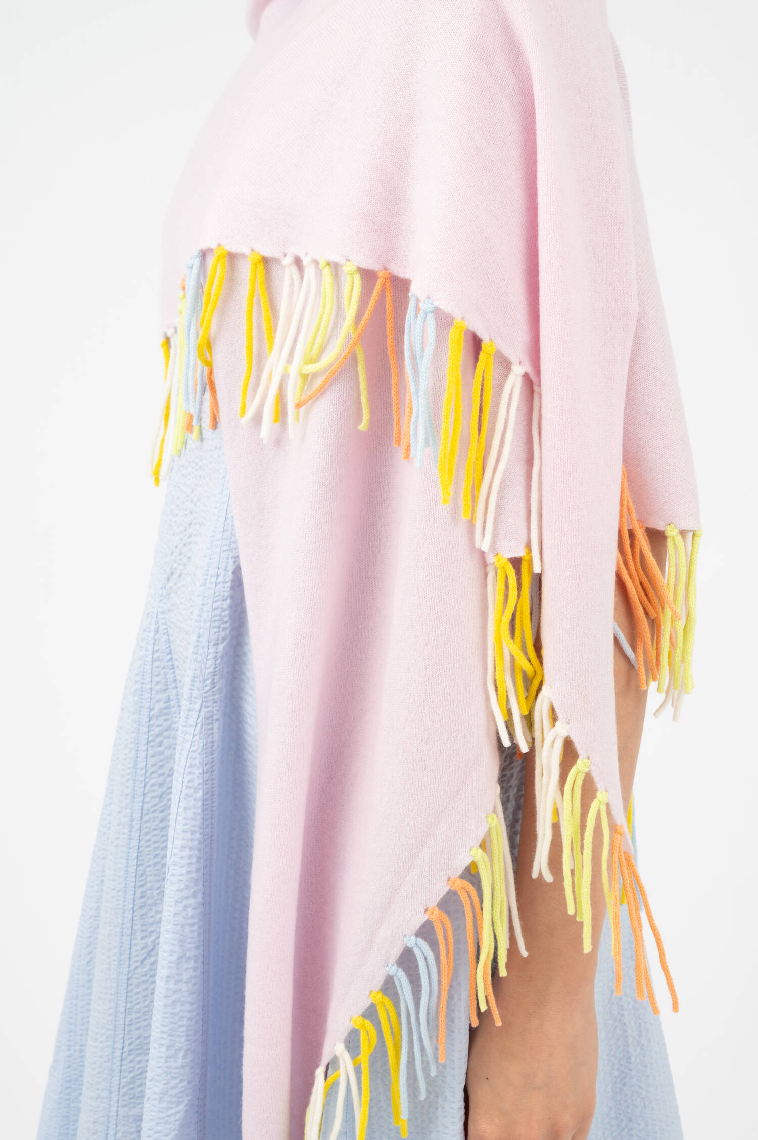 Dreieckstuch aus Woll-Cashmere in Rosa/Multicolor