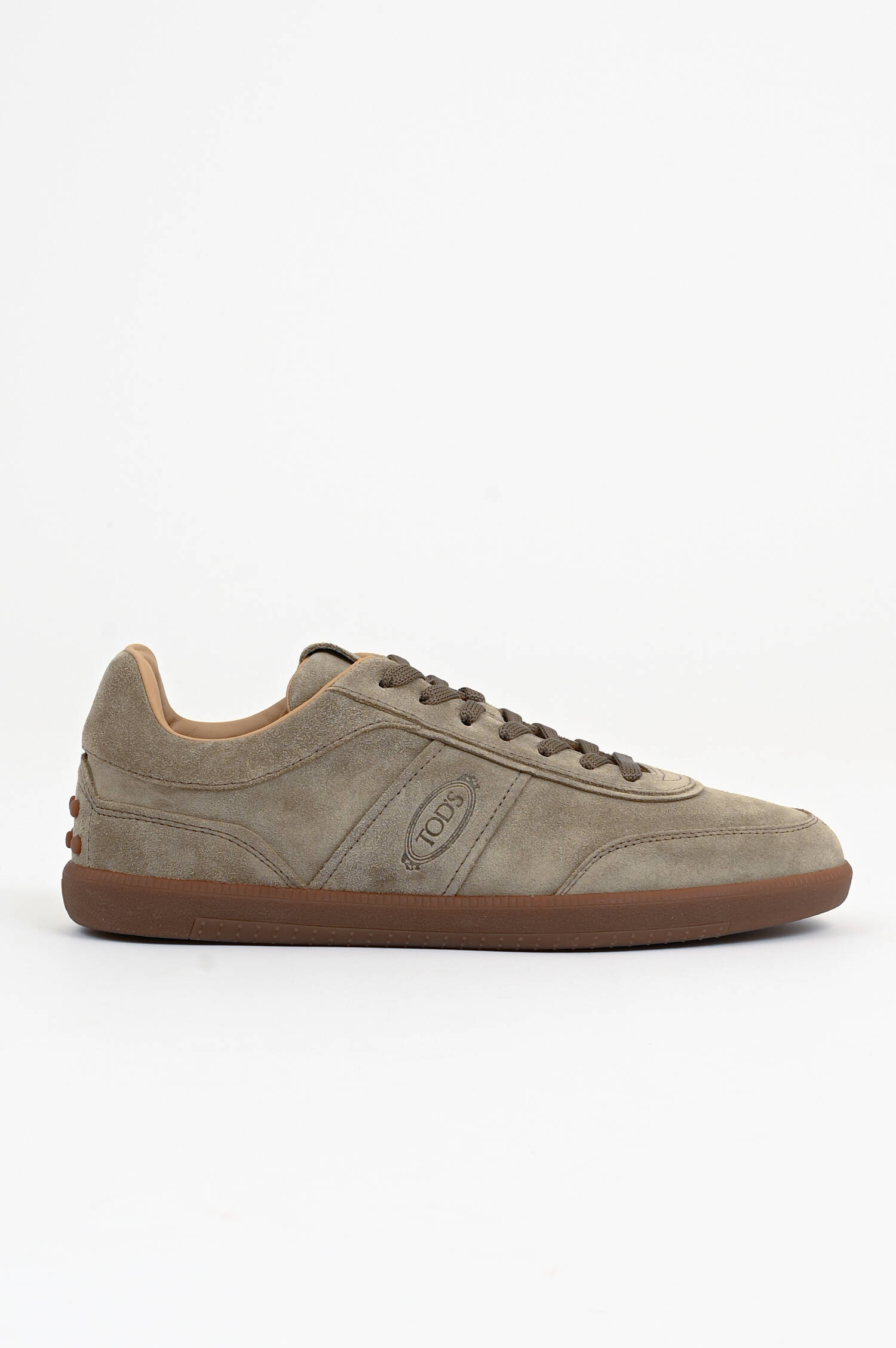 Veloursleder Sneaker in Taupe
