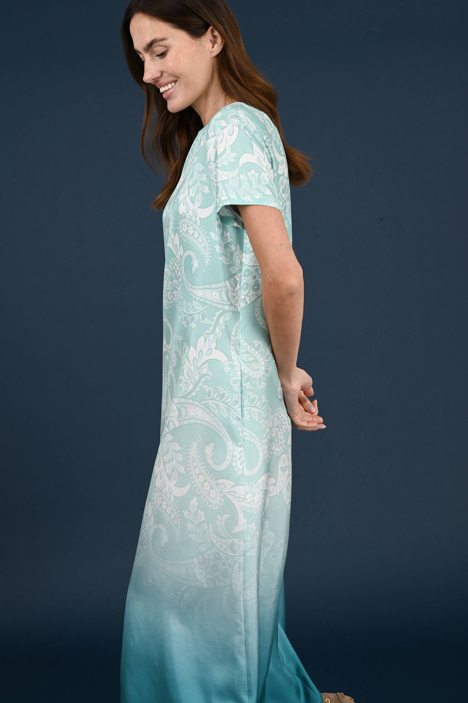 Seidenkleid in Aquamarine