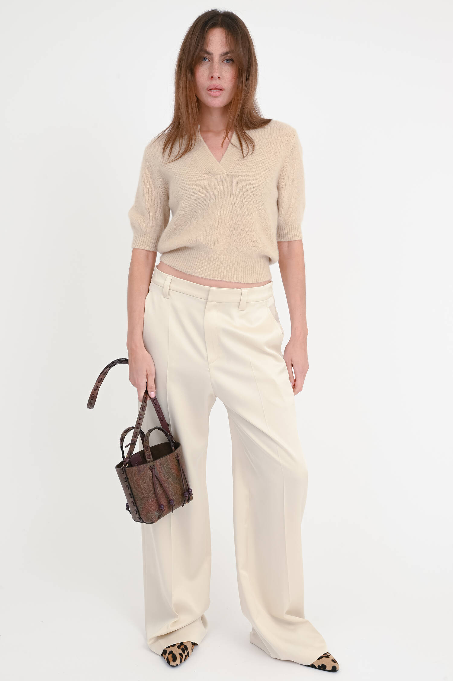 Shimmer Wide-Leg Hose in Creme