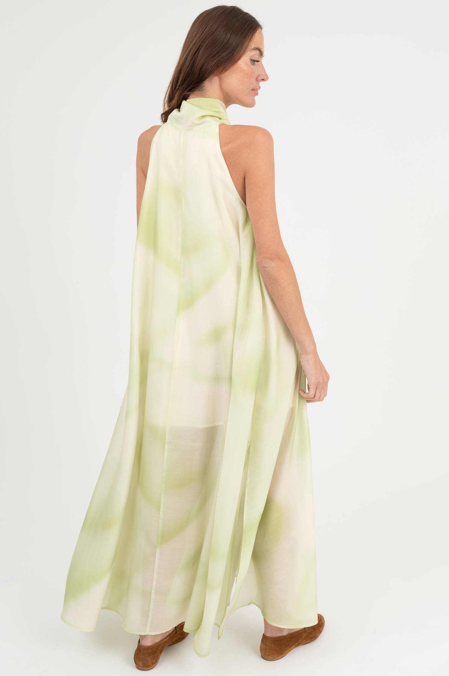 Midi Kleid mit Batik-Muster in Hellgrün Midi Kleid mit Batik-Muster in Hellgrün