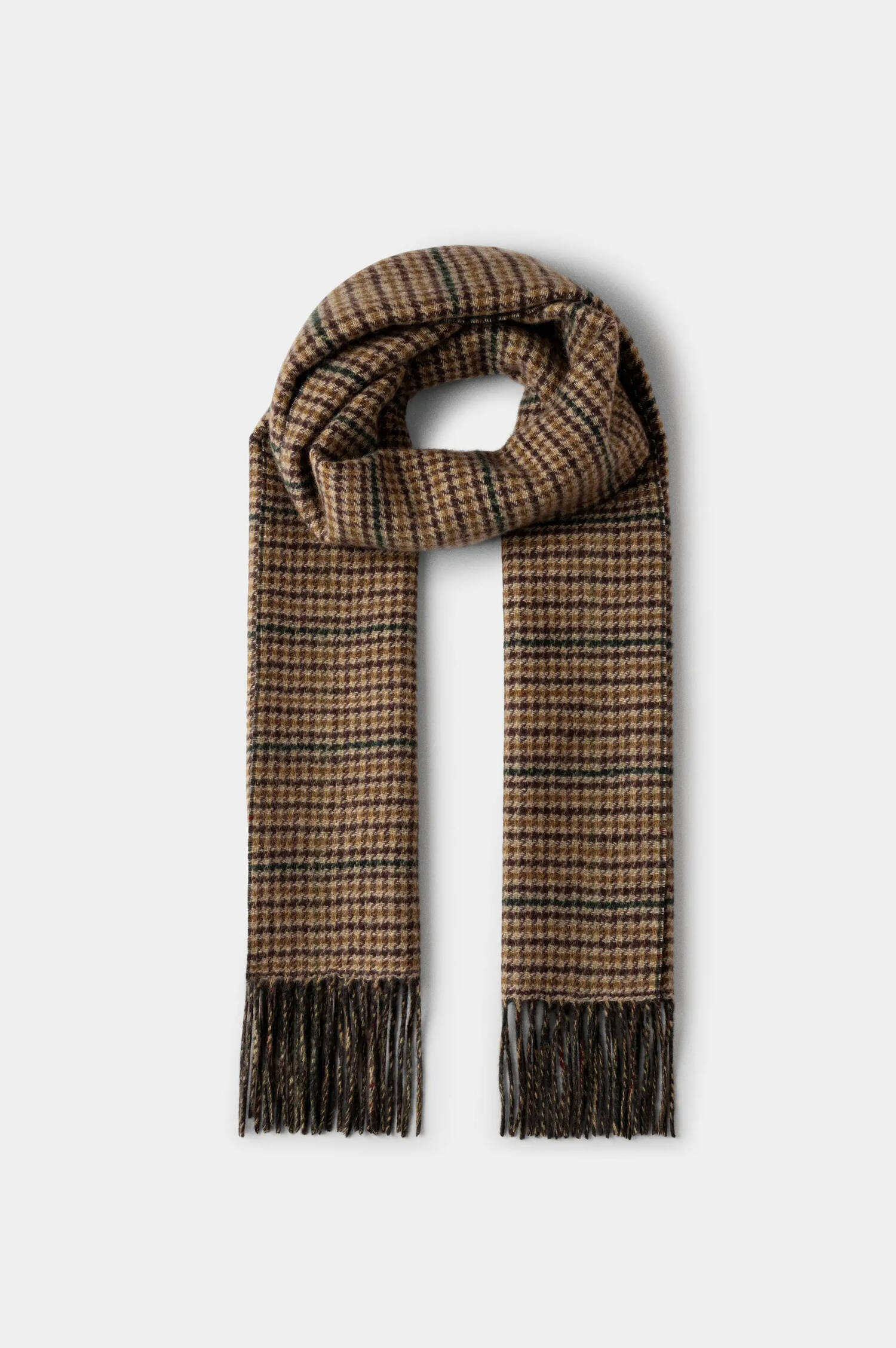 Merino-Cashmere Schal in dunkelgrün/braun kariert