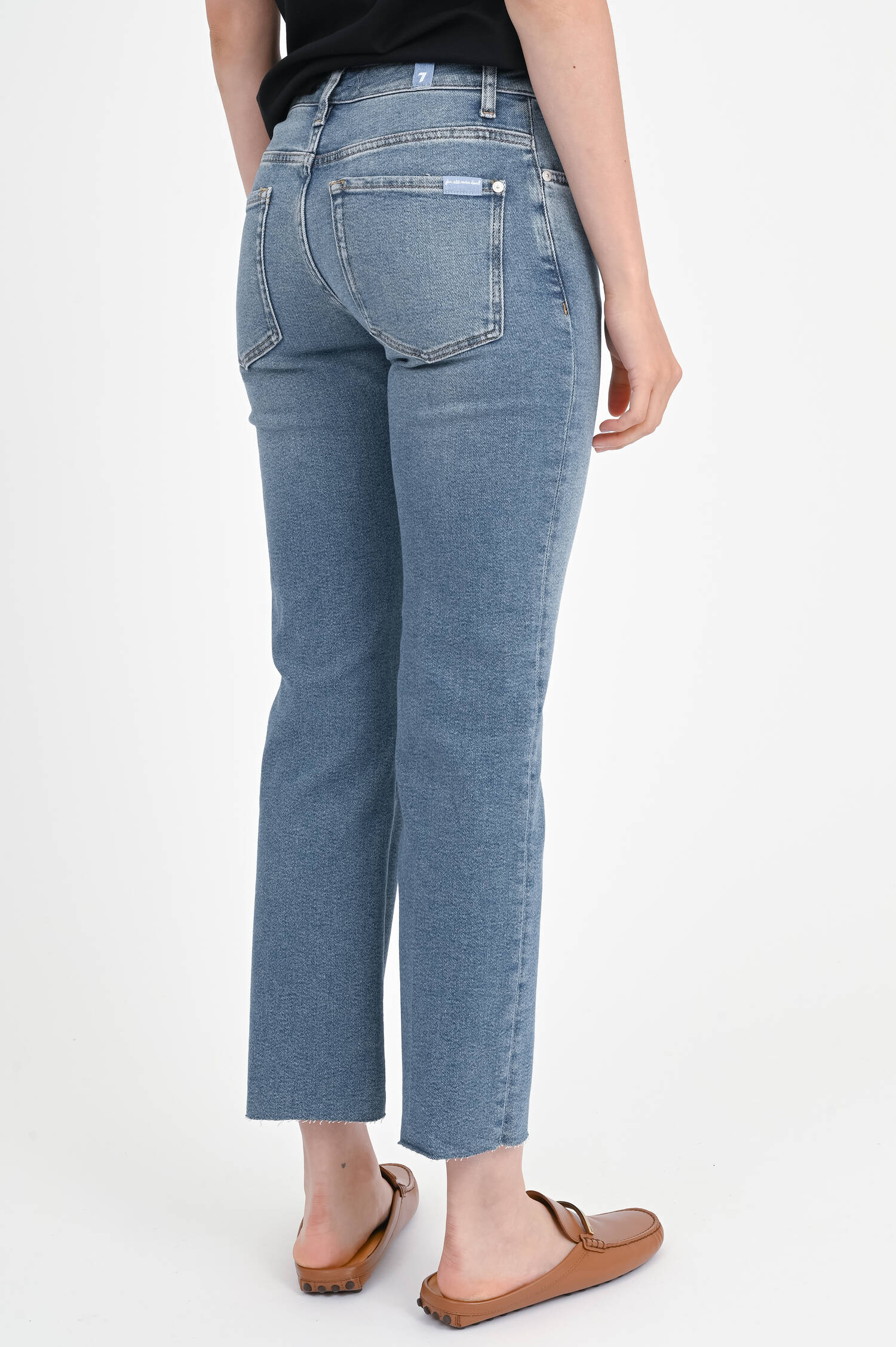 Jeans CALIE mit offenem Saum in Mittelblau