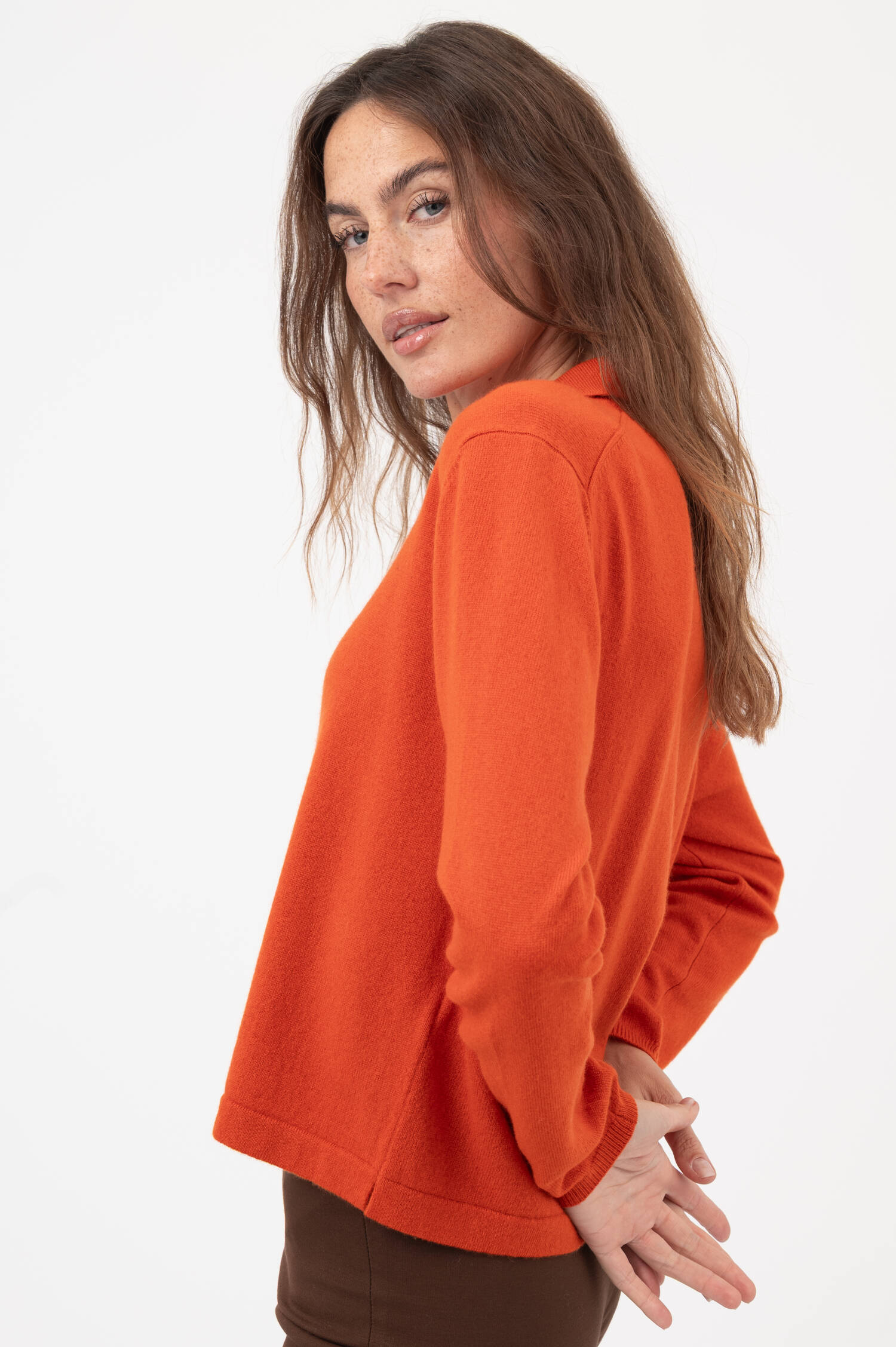 Cashmere-Polo-Pullover in Orange Cashmere-Polo-Pullover in Orange