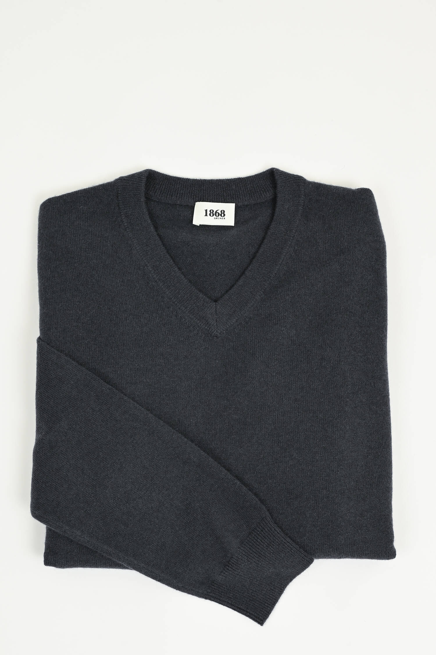 Cashmerepullover mit V-Neck in Anthrazit