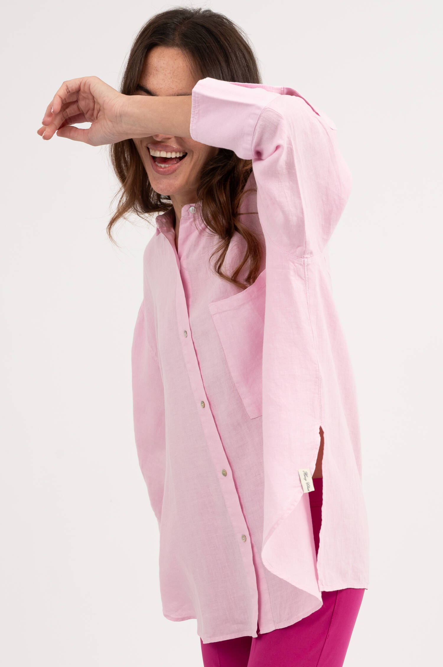 Leinen Hemdbluse in Rosa Leinen Hemdbluse in Rosa