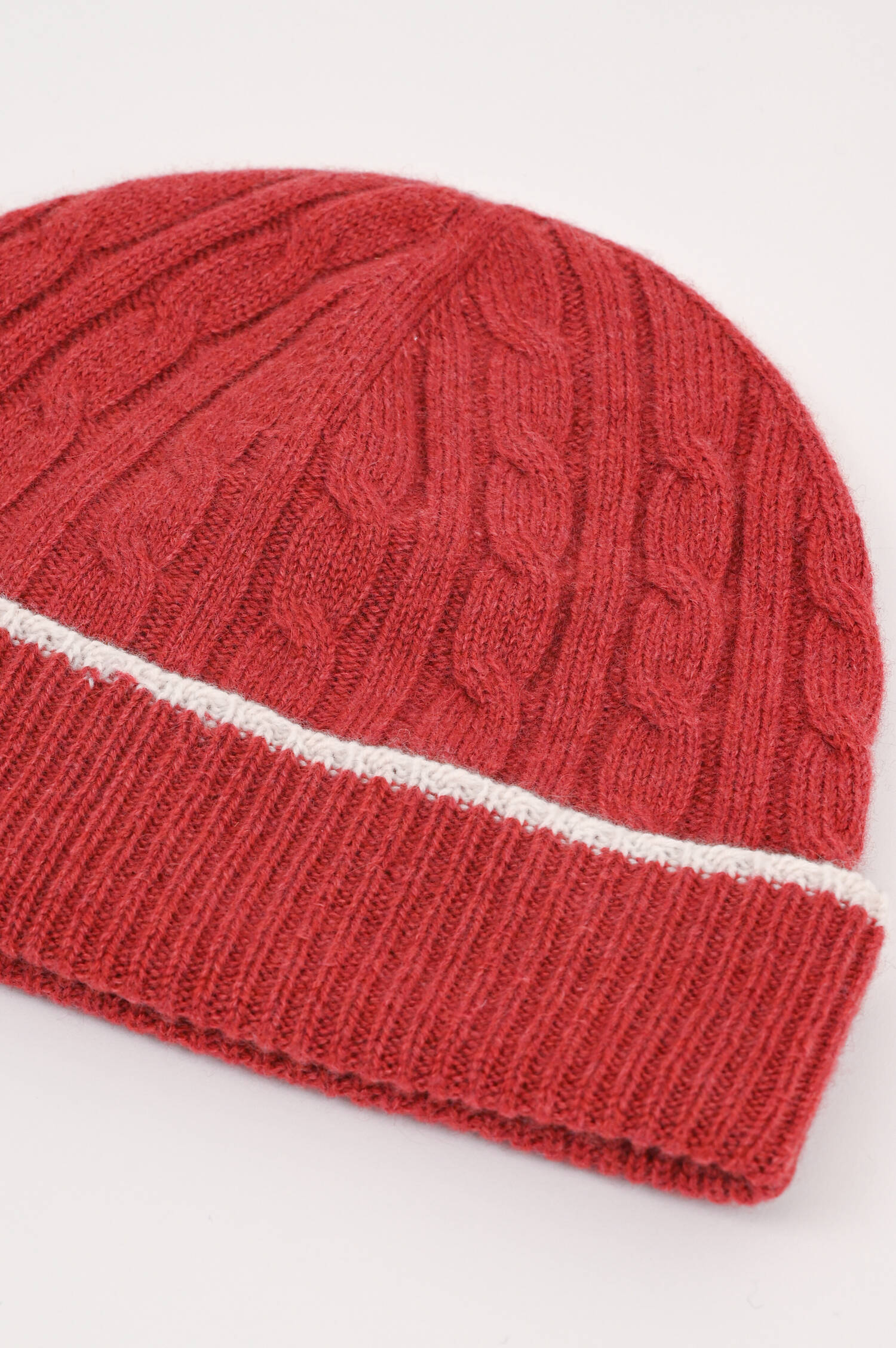 Zopfstrick Cashmere Mütze in Rot