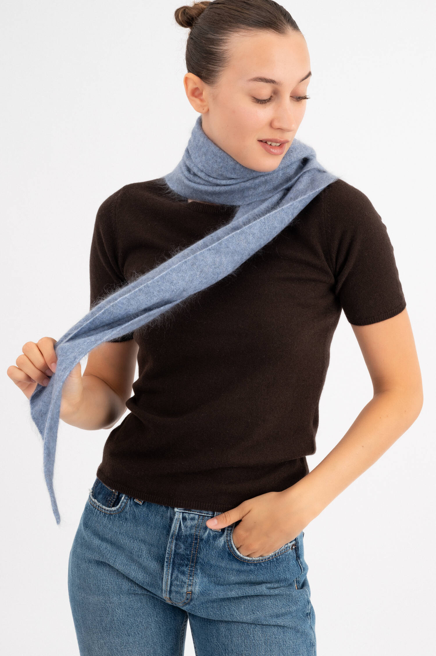 Cashmere-Woll Dreieckstuch in Blau Cashmere-Woll Dreieckstuch in Blau