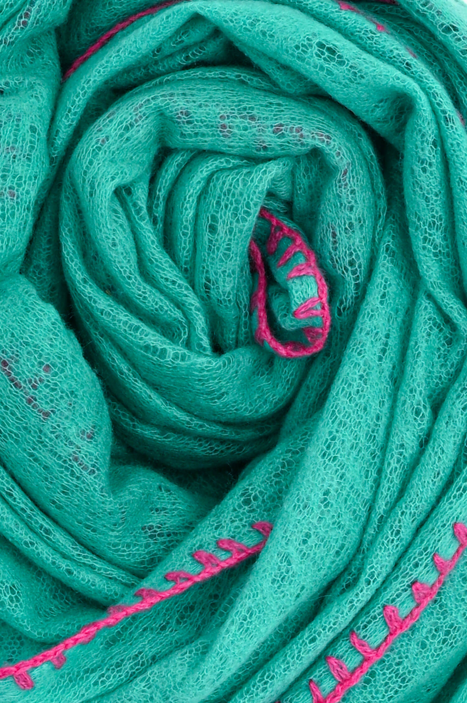 Cashmere Schal in Türkisgrün/Magenta