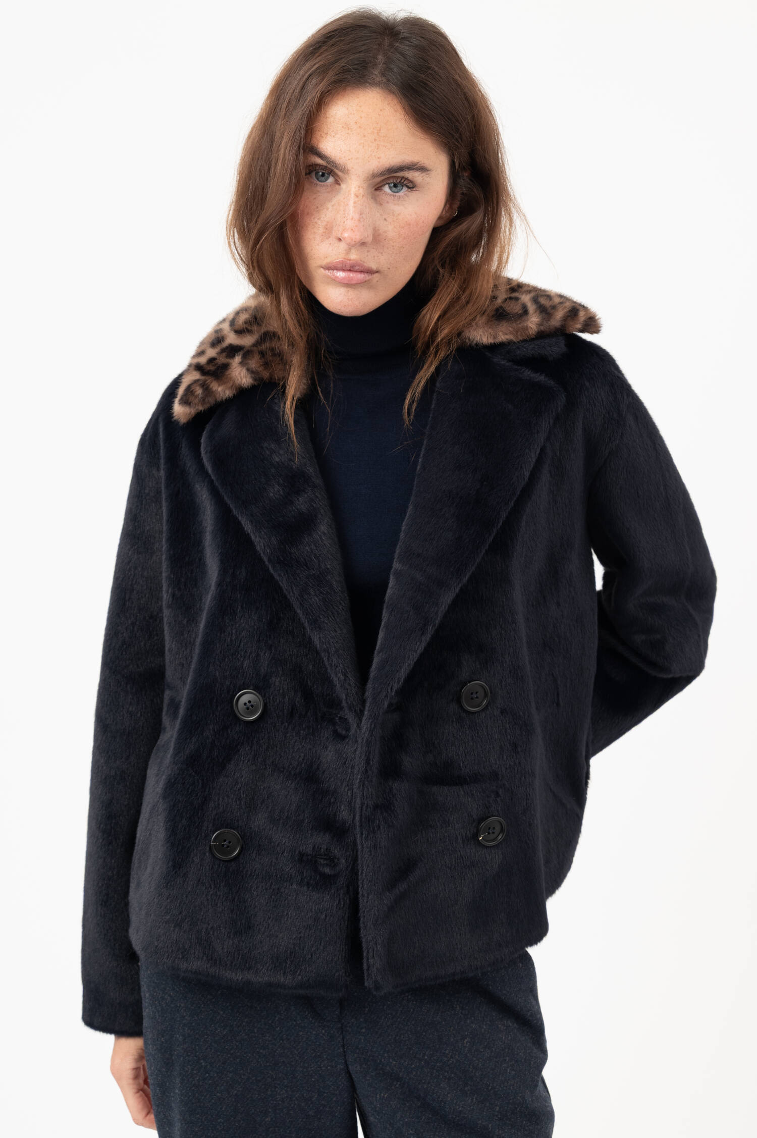Faux-Fur-Jacke MIMI in Navy Faux-Fur-Jacke MIMI in Navy