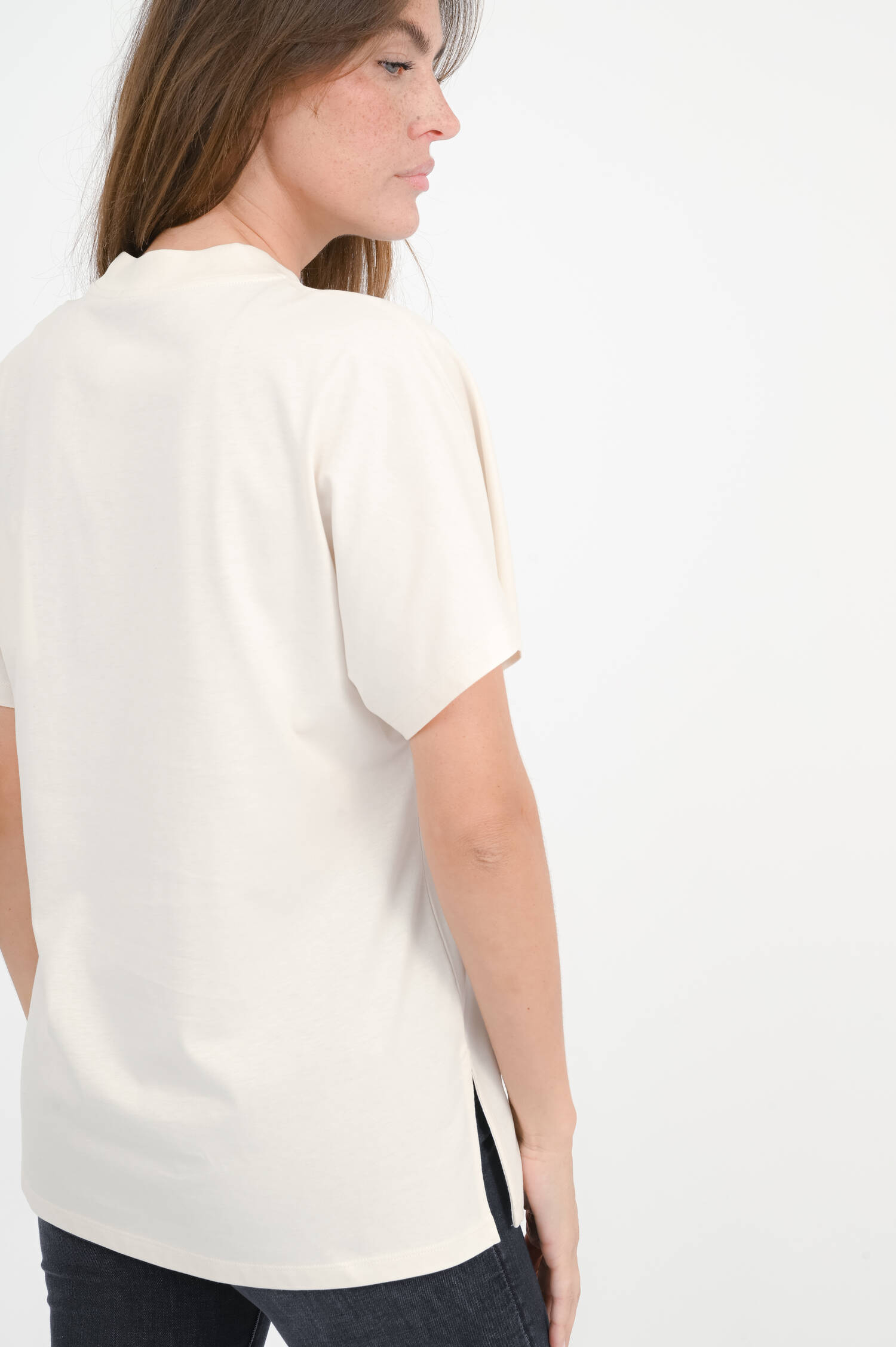 Baumwoll-Shirt mit Teddylogo in Ecru