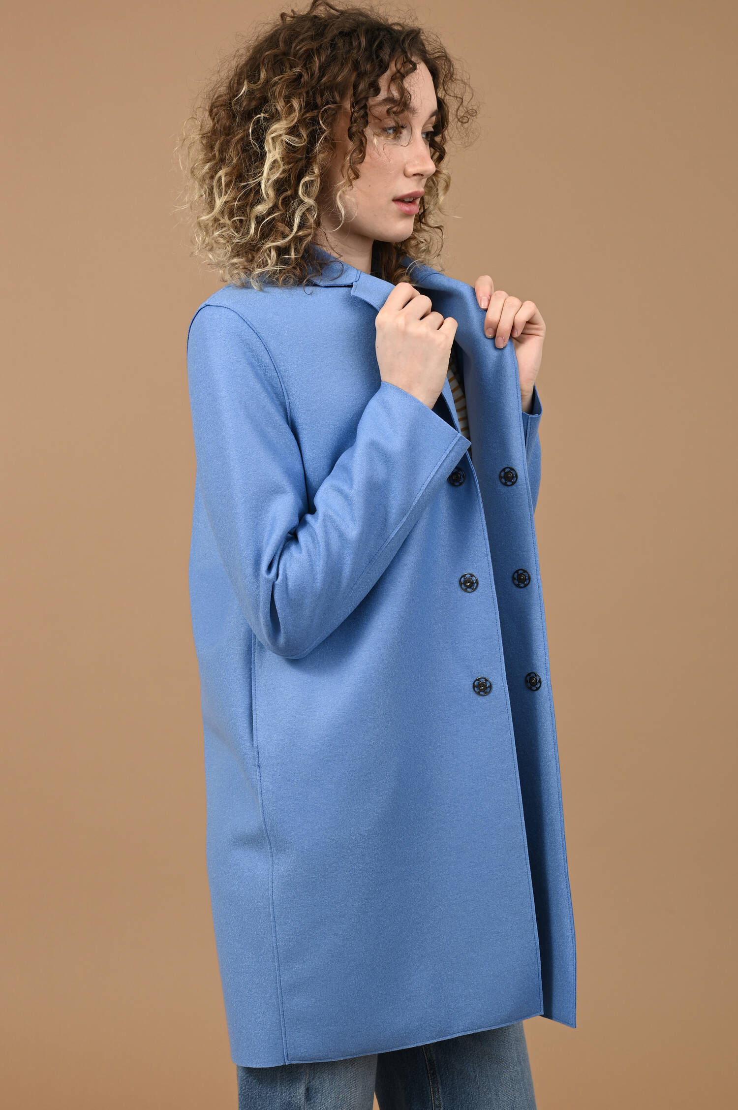 Wollmantel COCOON in Azure Blau