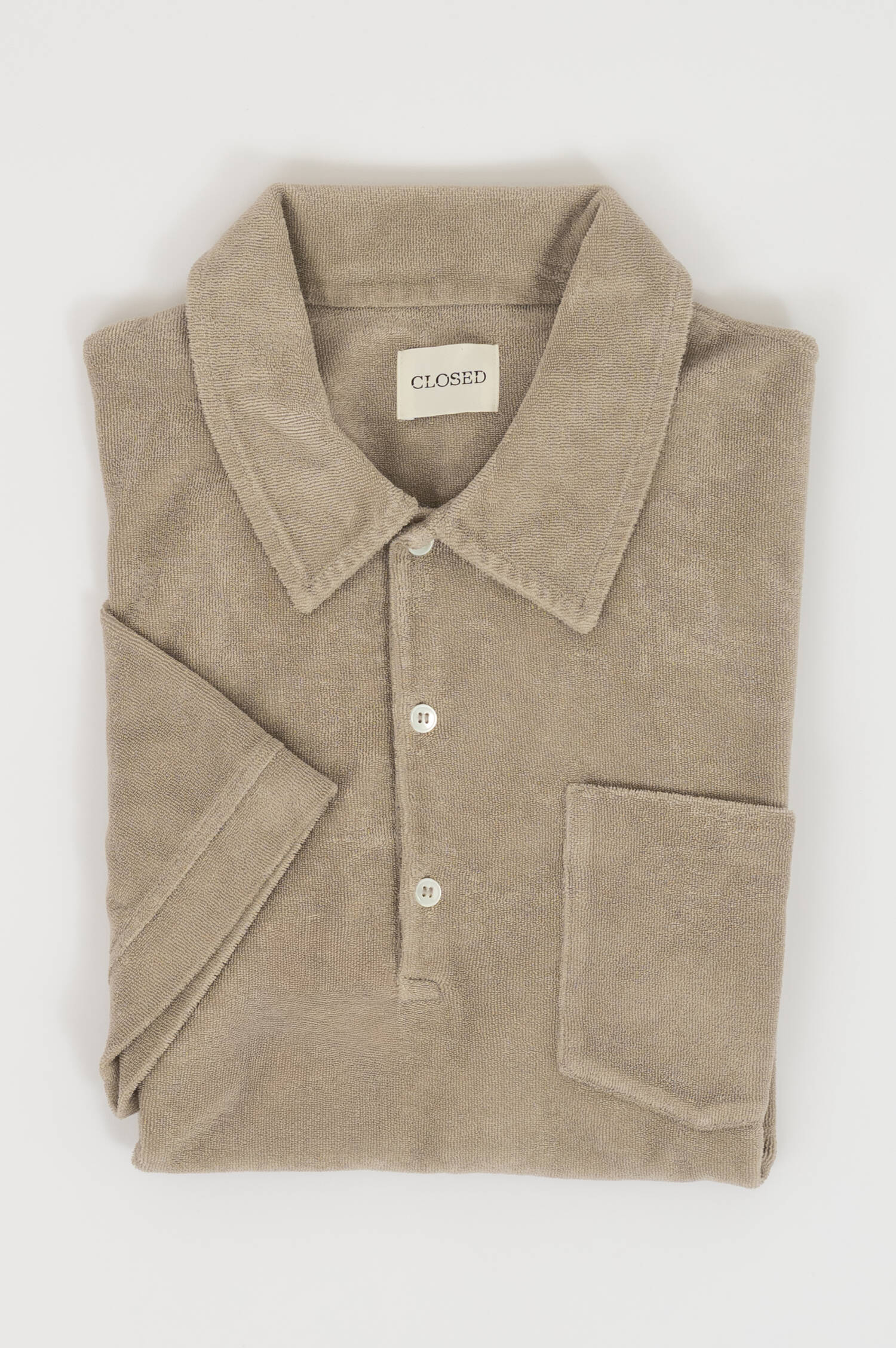 Frottee Poloshirt in Greige