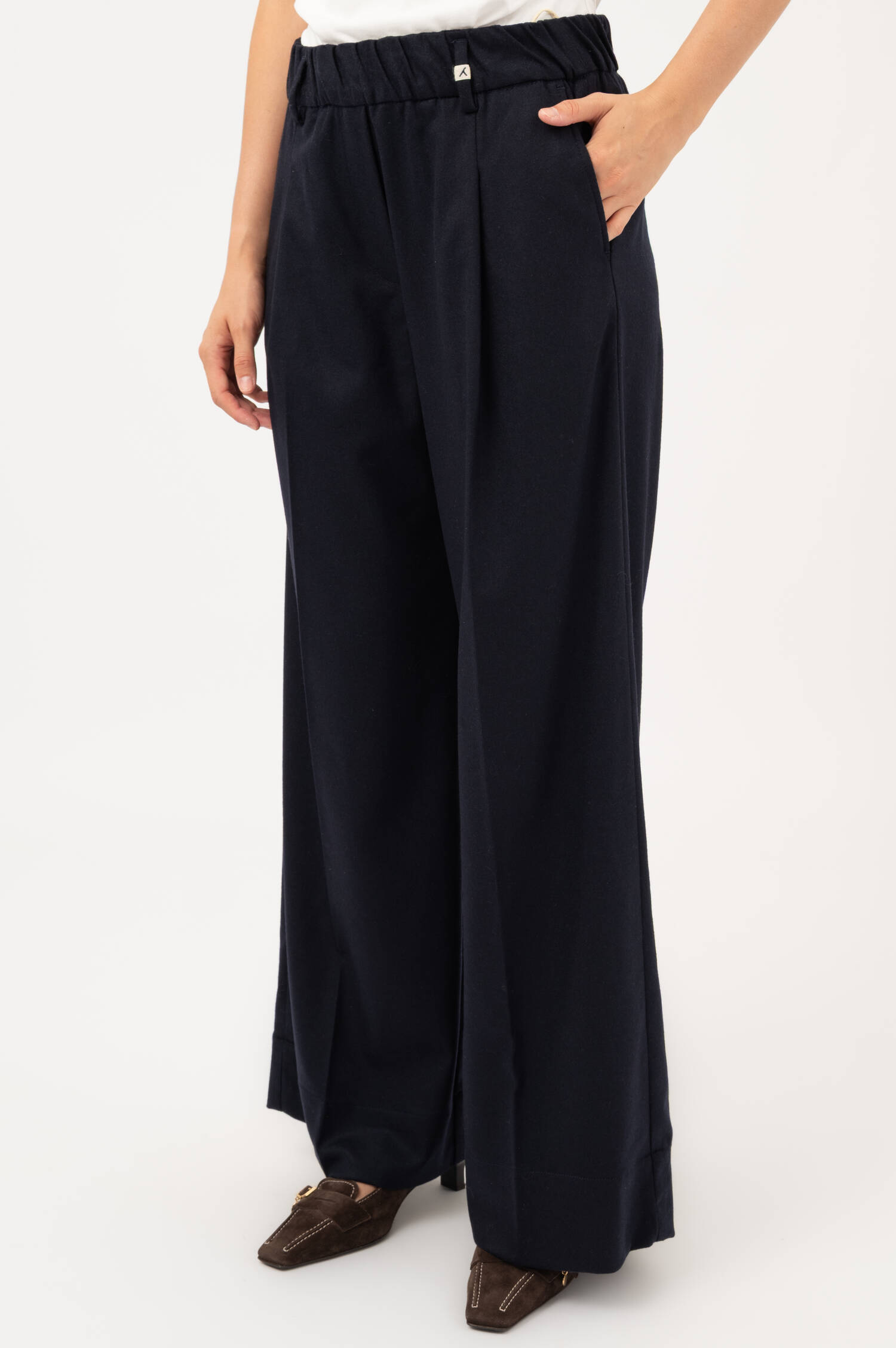 Weite Woll-Mix Hose in Navy Weite Woll-Mix Hose in Navy