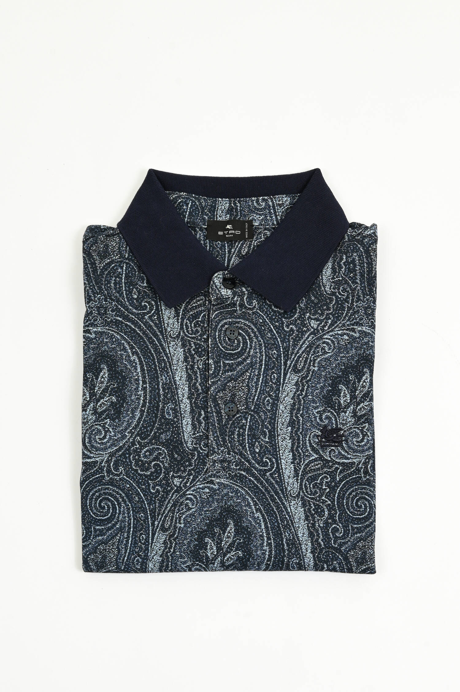  Polo-Shirt in Graublau mit Paisley-Muster