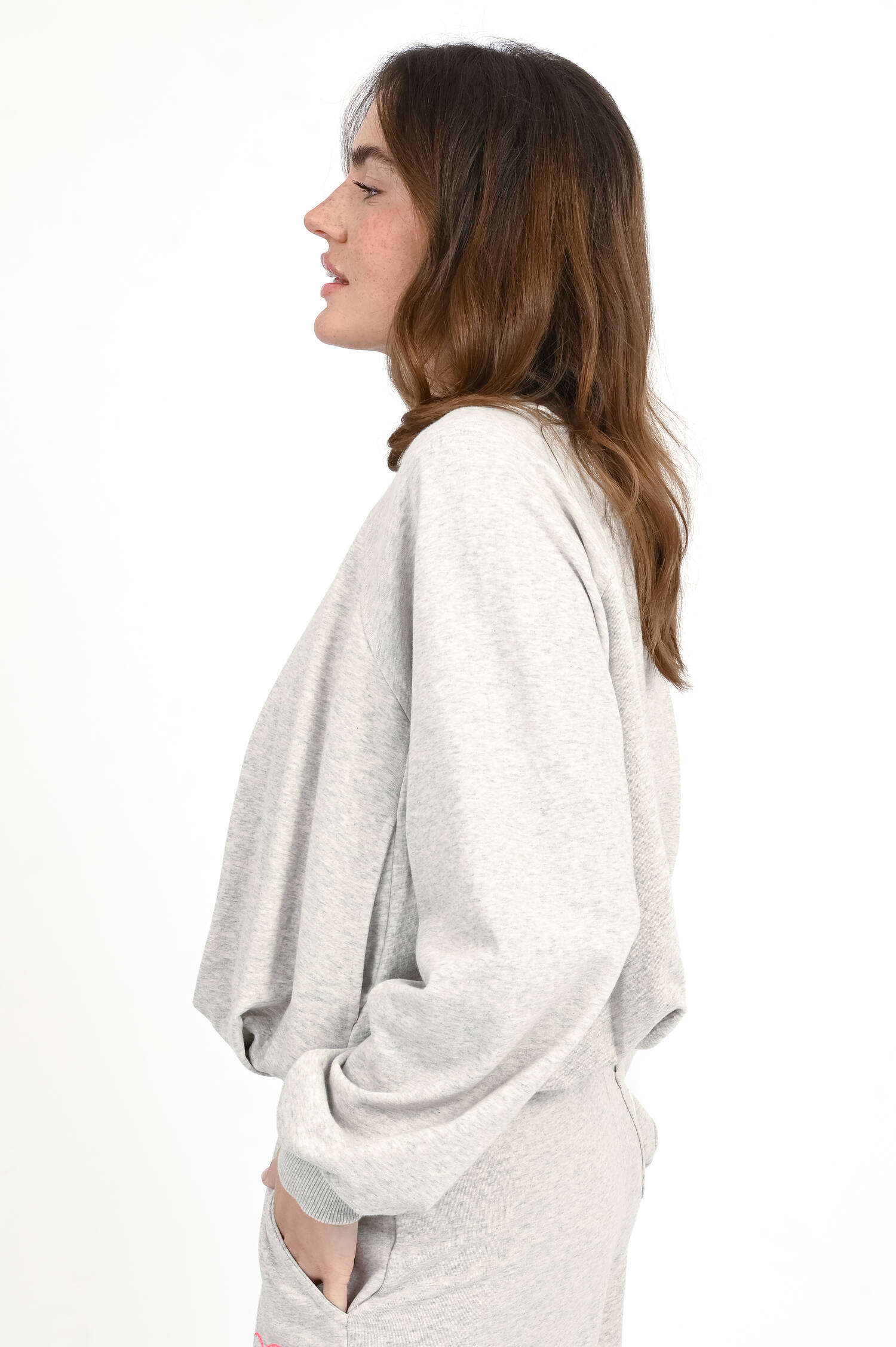 Sweater-Jacke mit Aufnäher in Grau meliert