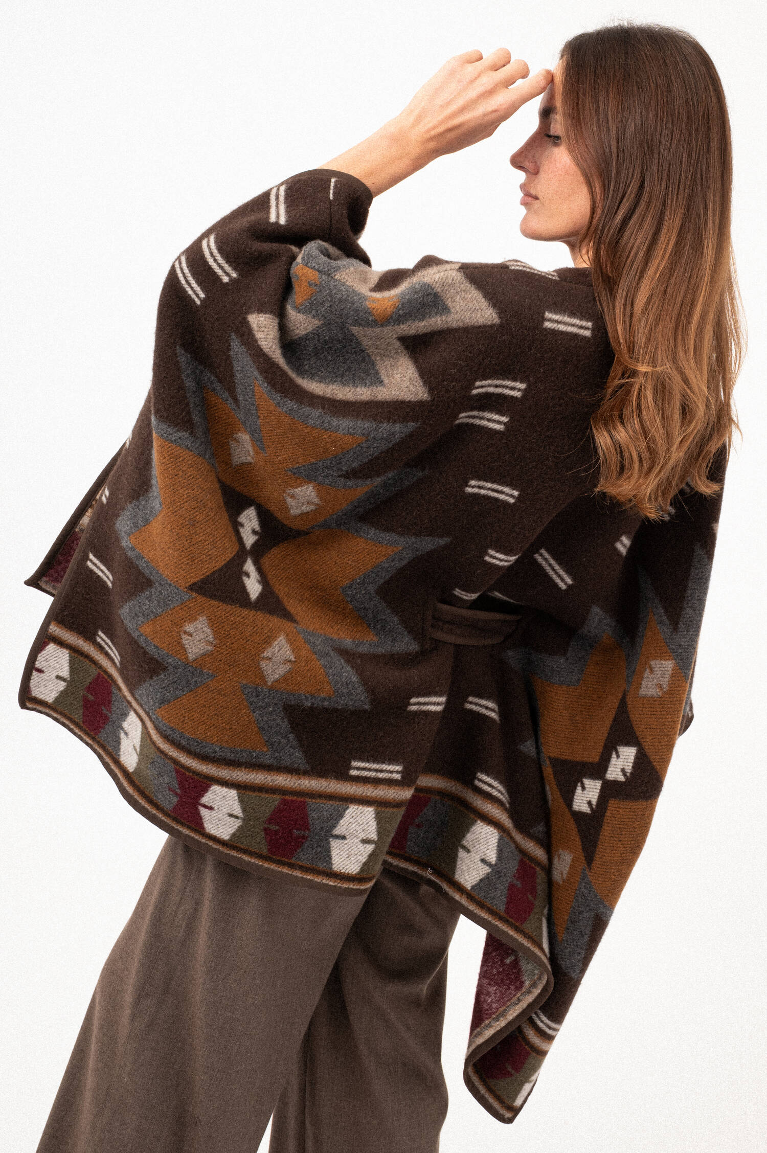 Woll-Mix-Ethno-Poncho in Braun Woll-Mix-Ethno-Poncho in Braun