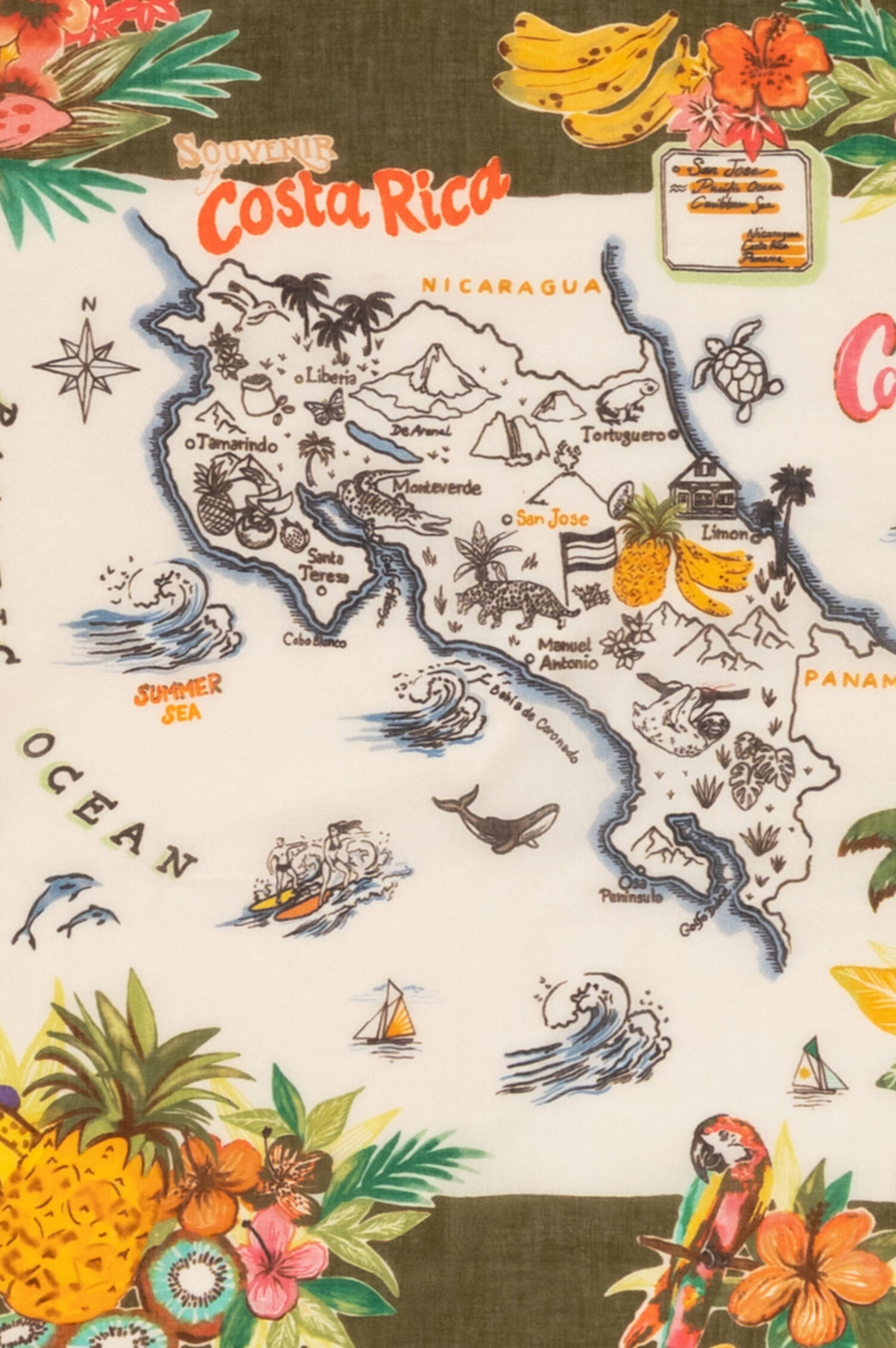 Gemustertes Tuch COSTA RICA in Olivgrün