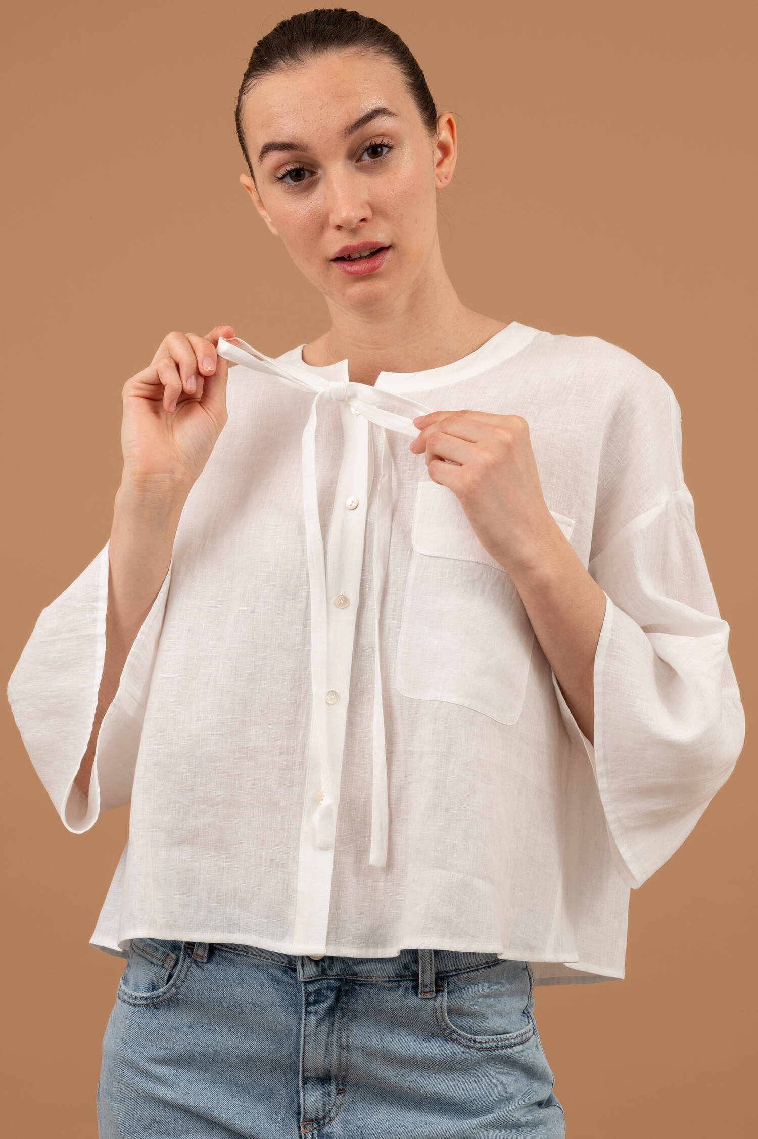 Leinenbluse River in Weiß