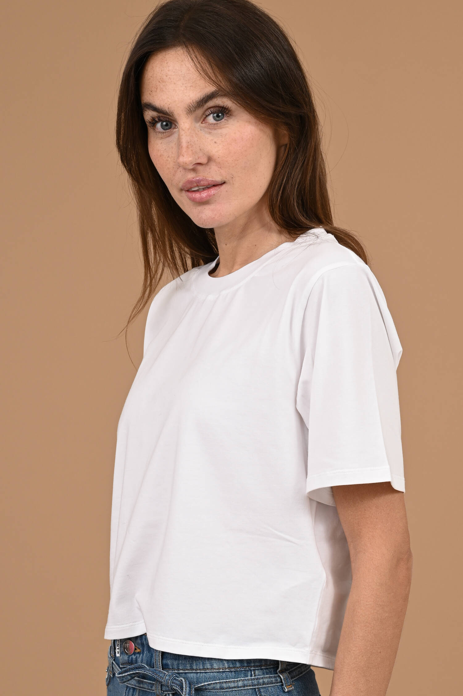 Cropped T-Shirt in Weiß